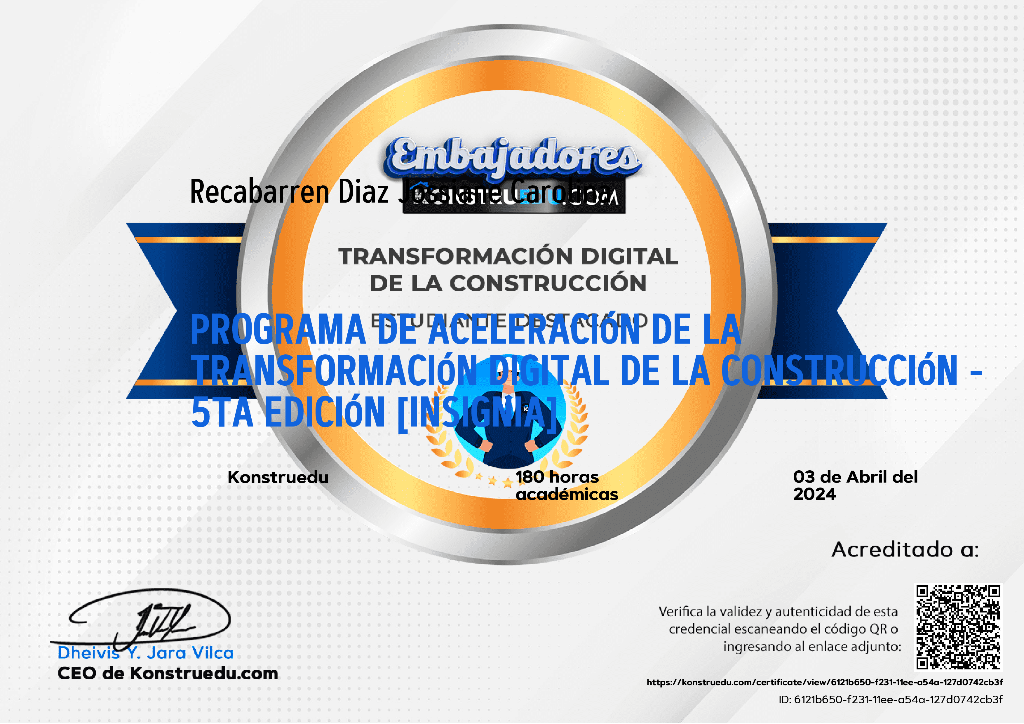 Credencial de Programa de Aceleración de la Transformación Digital de la Construcción - 5ta Edición [Insignia]
