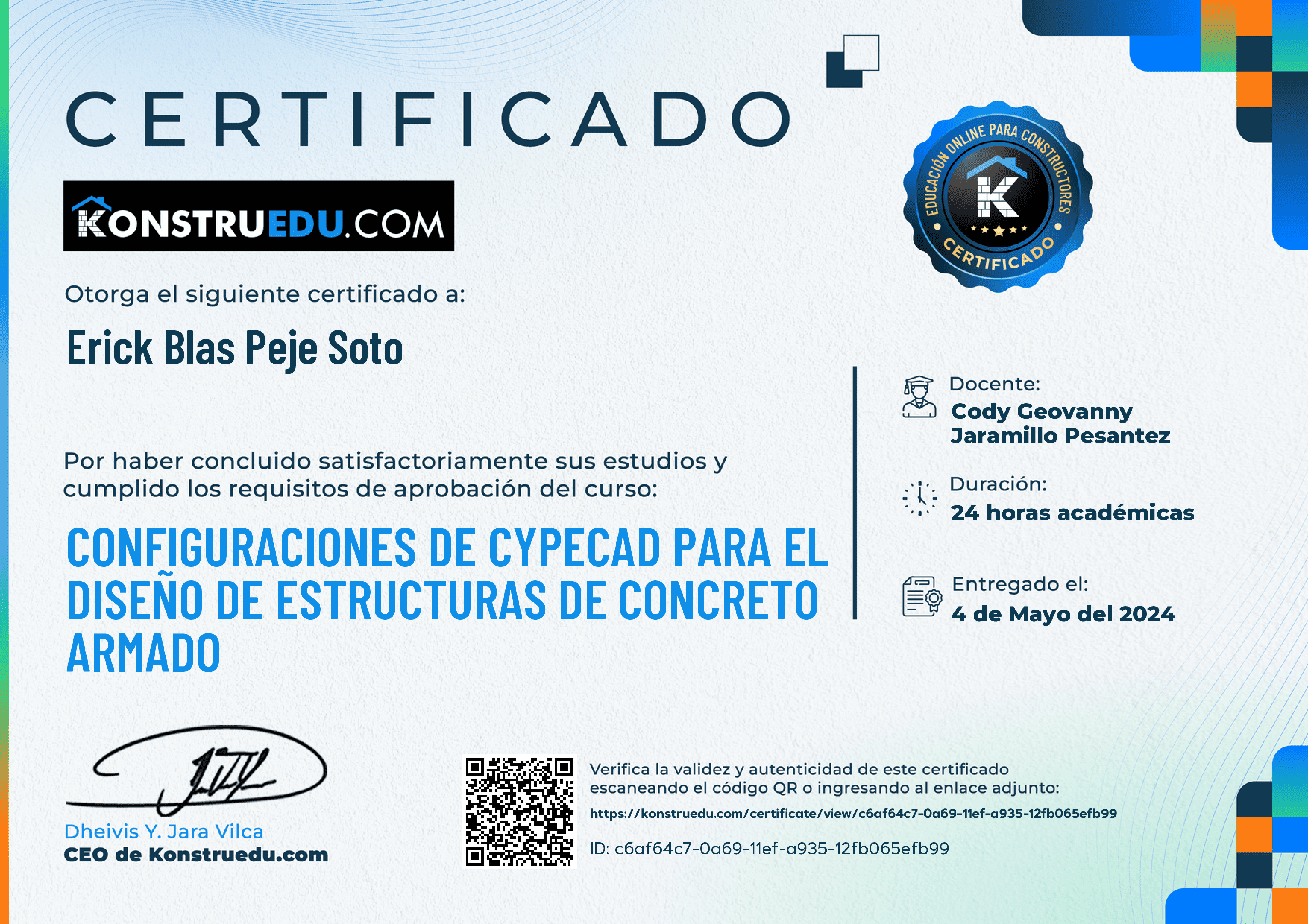 Credencial de Configuraciones de Cypecad para el diseño de estructuras de concreto armado