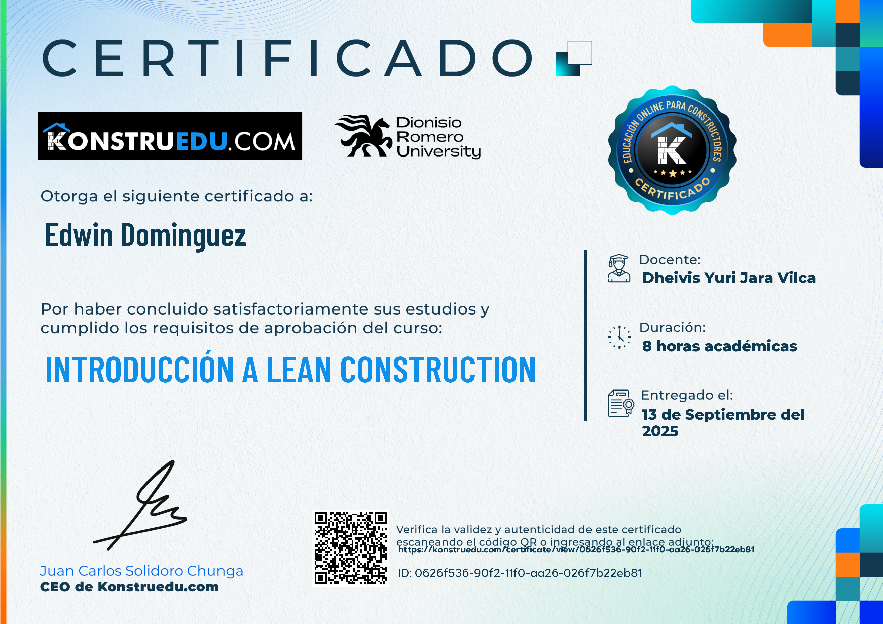 Credencial de Introducción a Lean Construction
