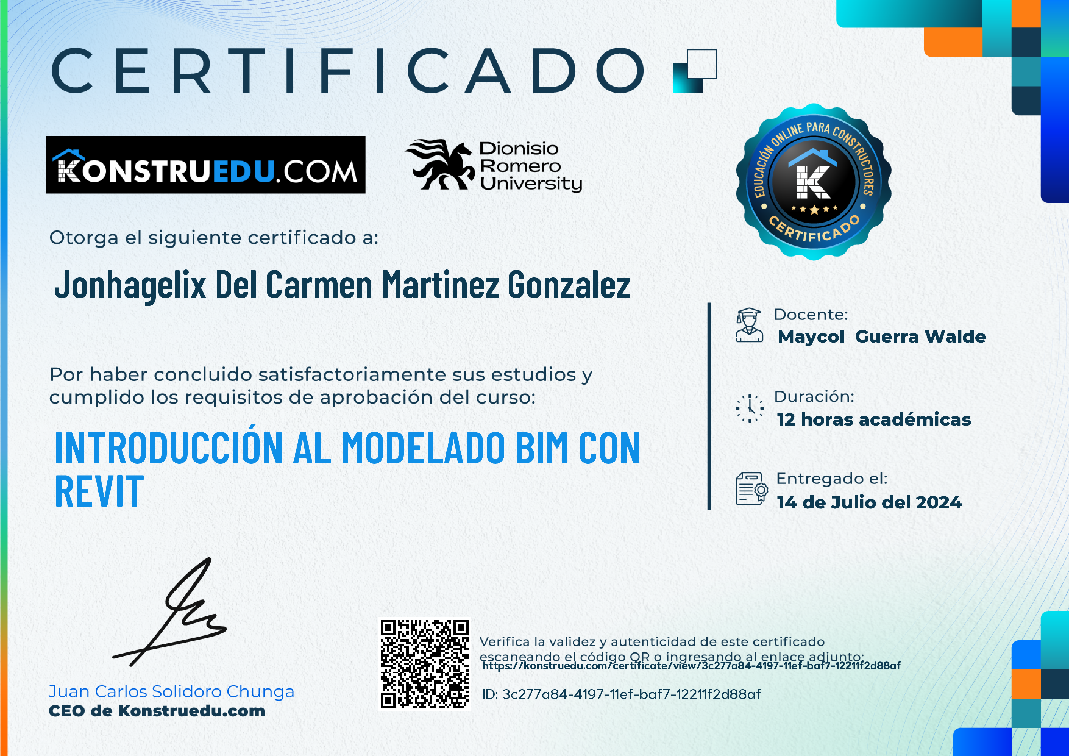 Credencial de Introducción al modelado BIM con Revit