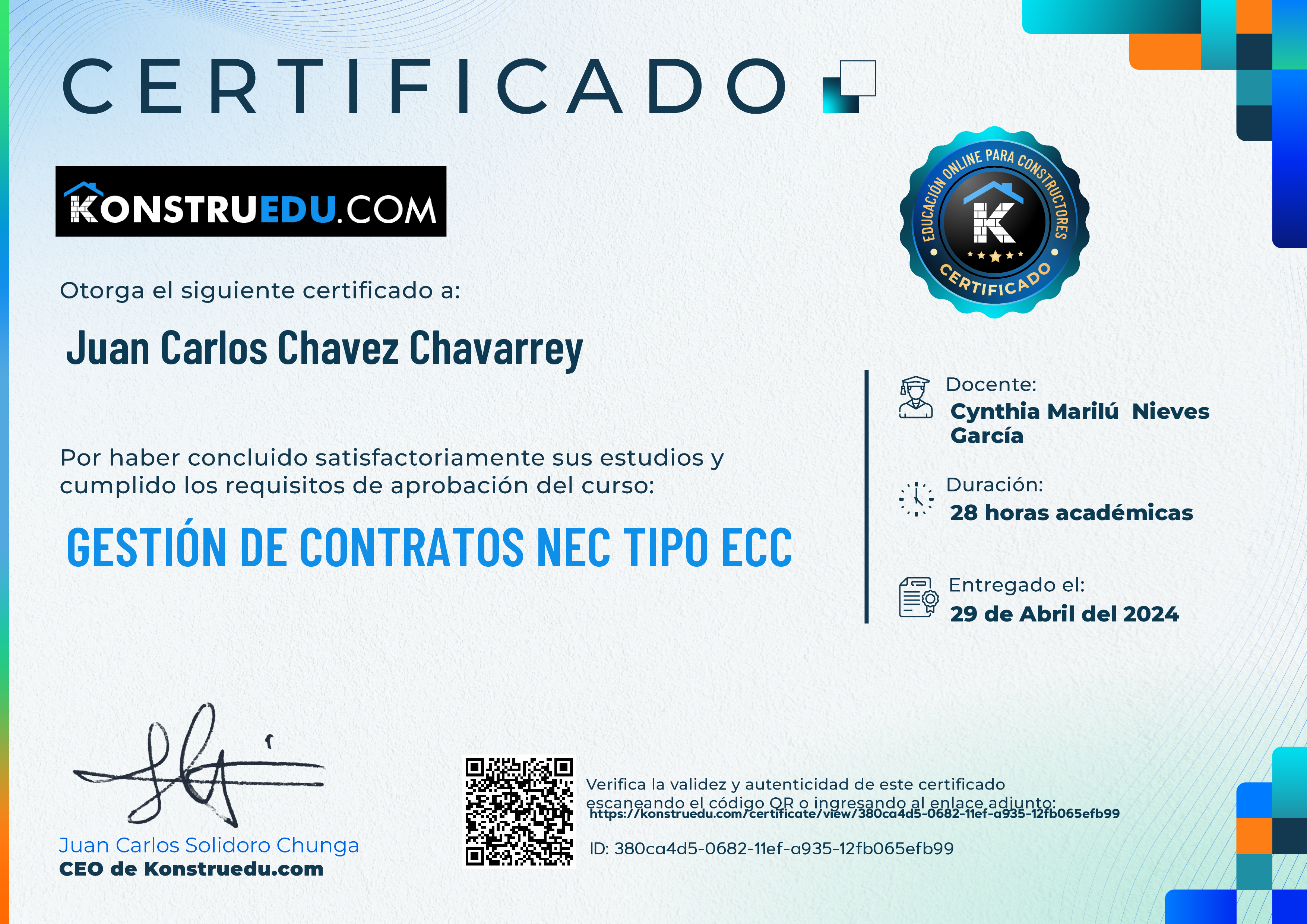 Credencial de Gestión de contratos NEC tipo ECC
