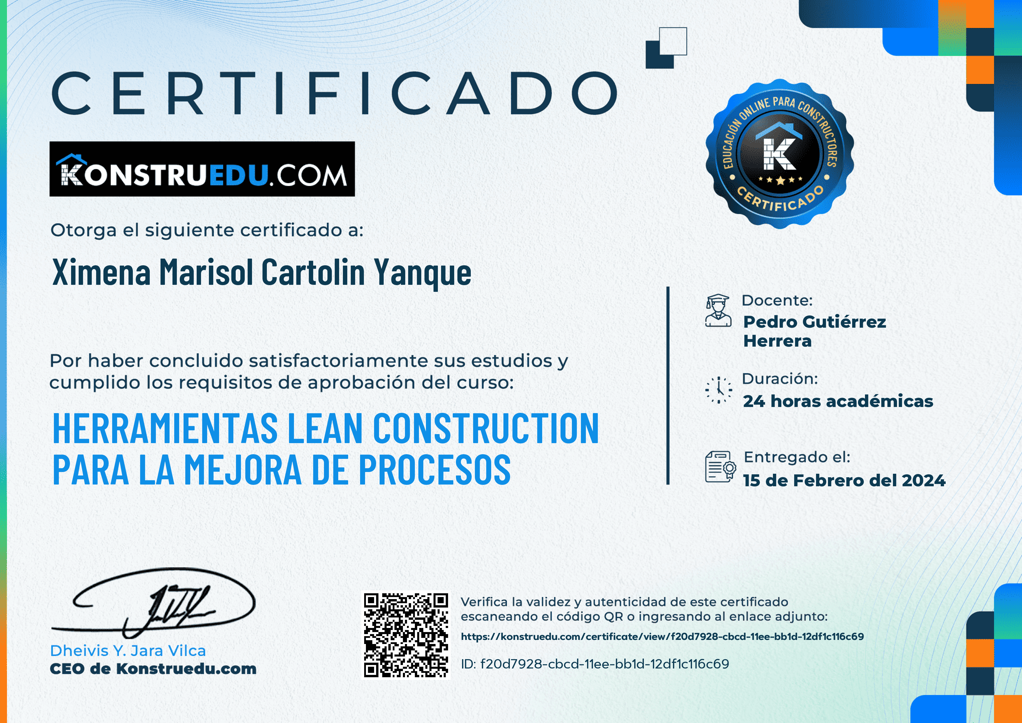 Credencial de Herramientas Lean Construction para la mejora de procesos
