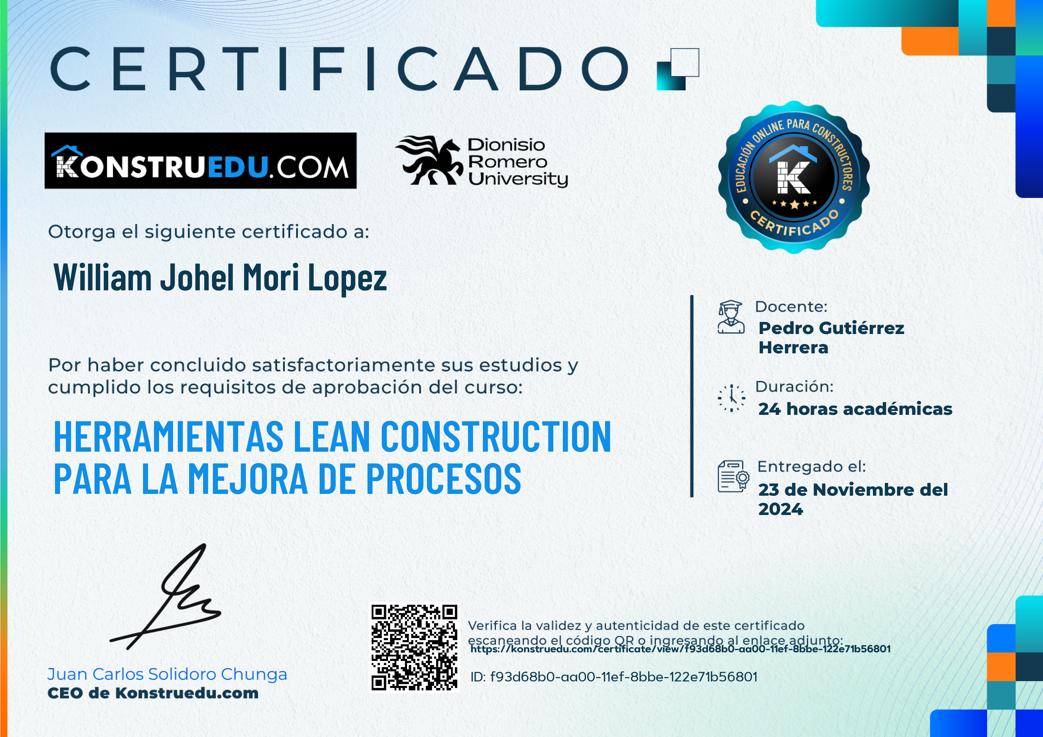 Credencial de Herramientas Lean Construction para la mejora de procesos
