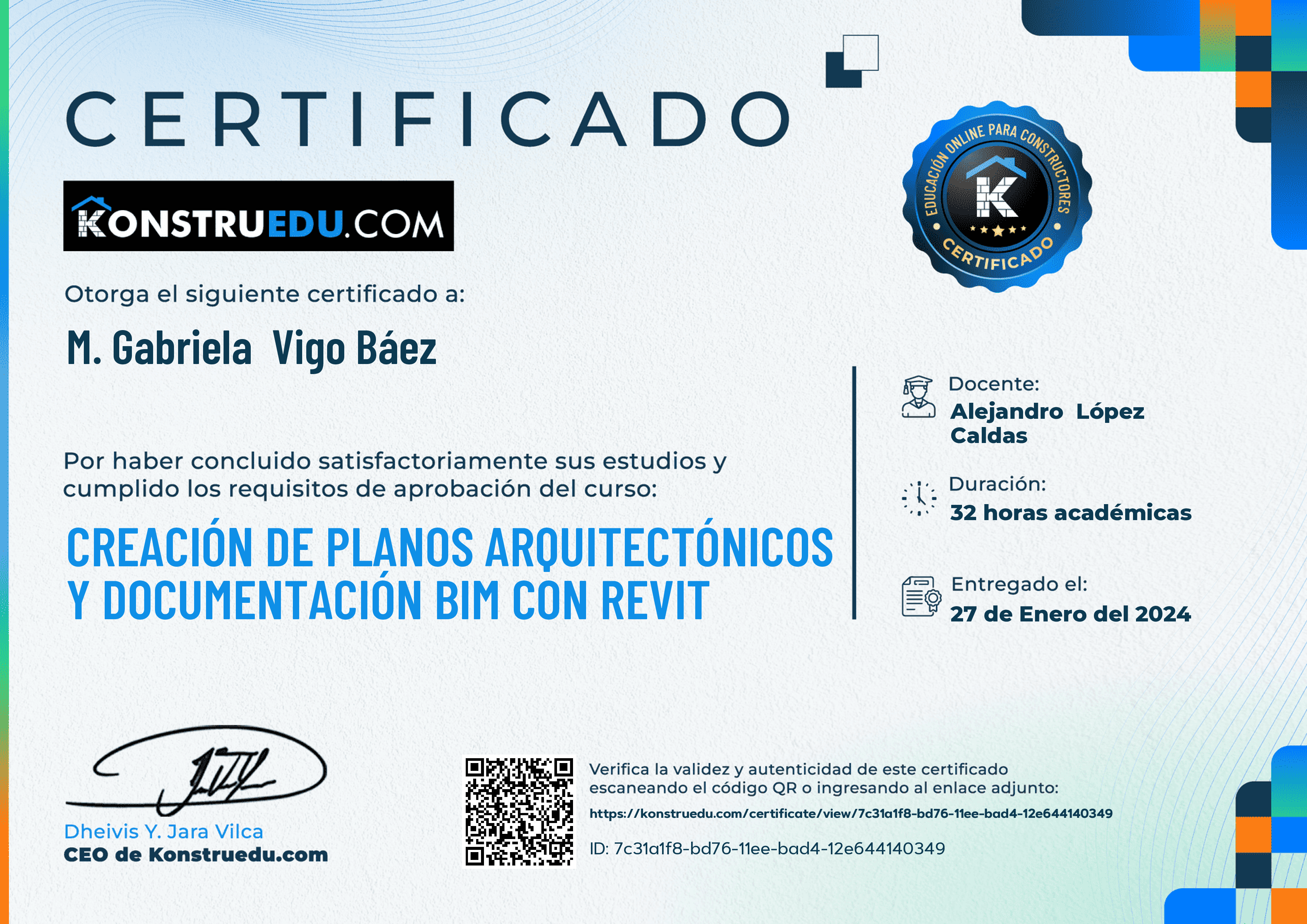 Credencial de Creación de planos arquitectónicos y documentación BIM con Revit