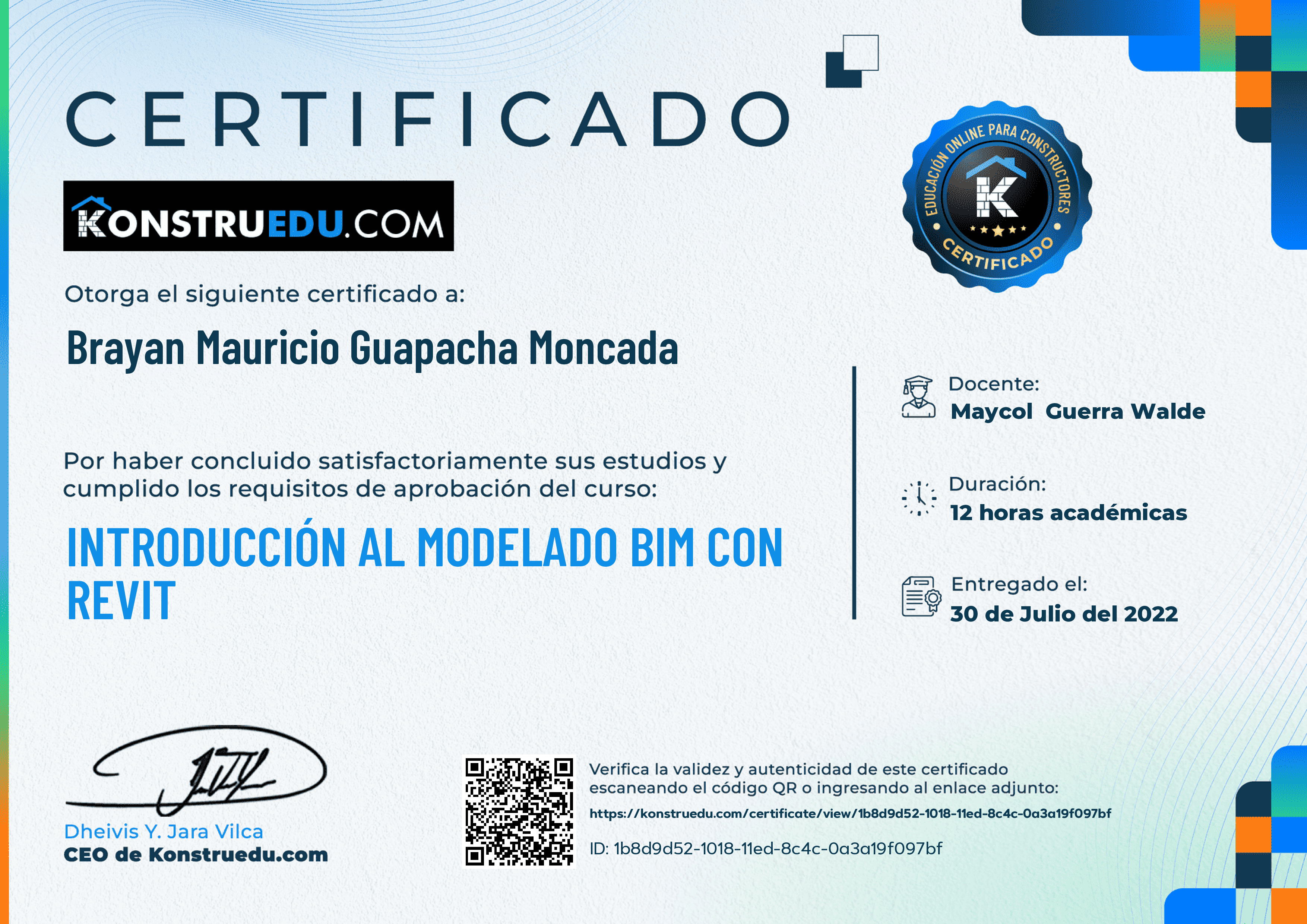 Credencial de Introducción al modelado BIM con Revit
