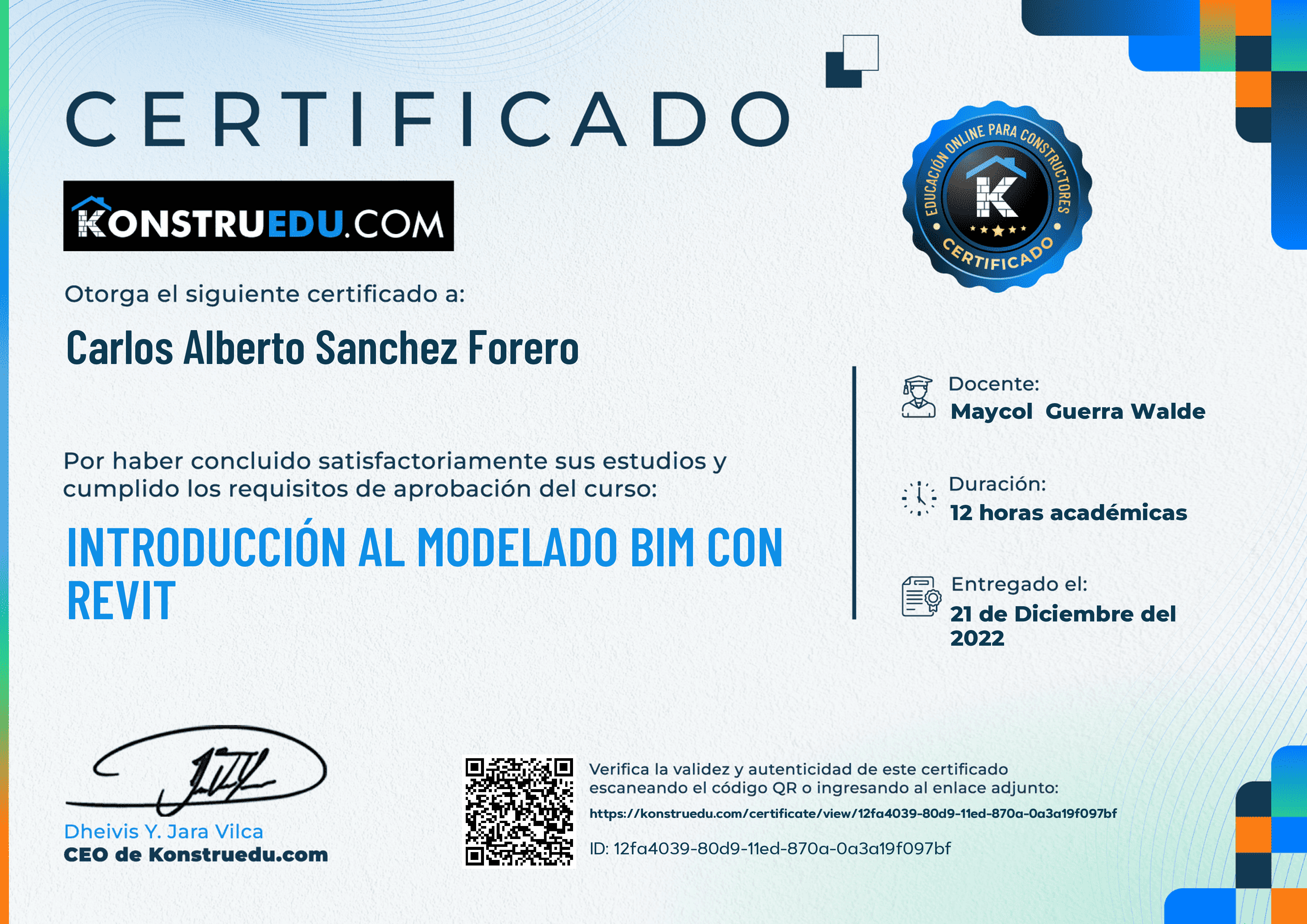 Credencial de Introducción al modelado BIM con Revit