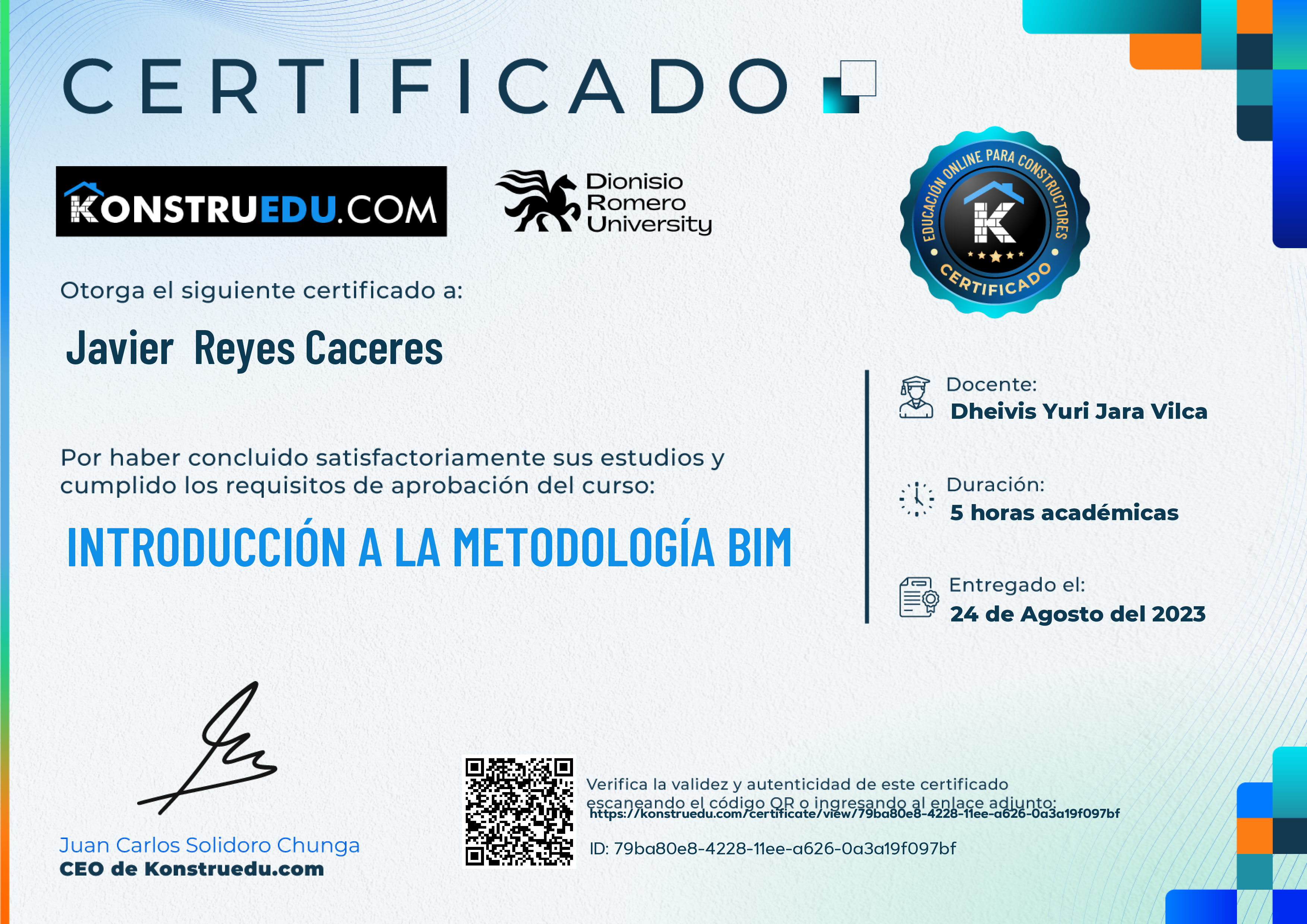 Credencial de Curso acelerado: Introducción a la metodología BIM