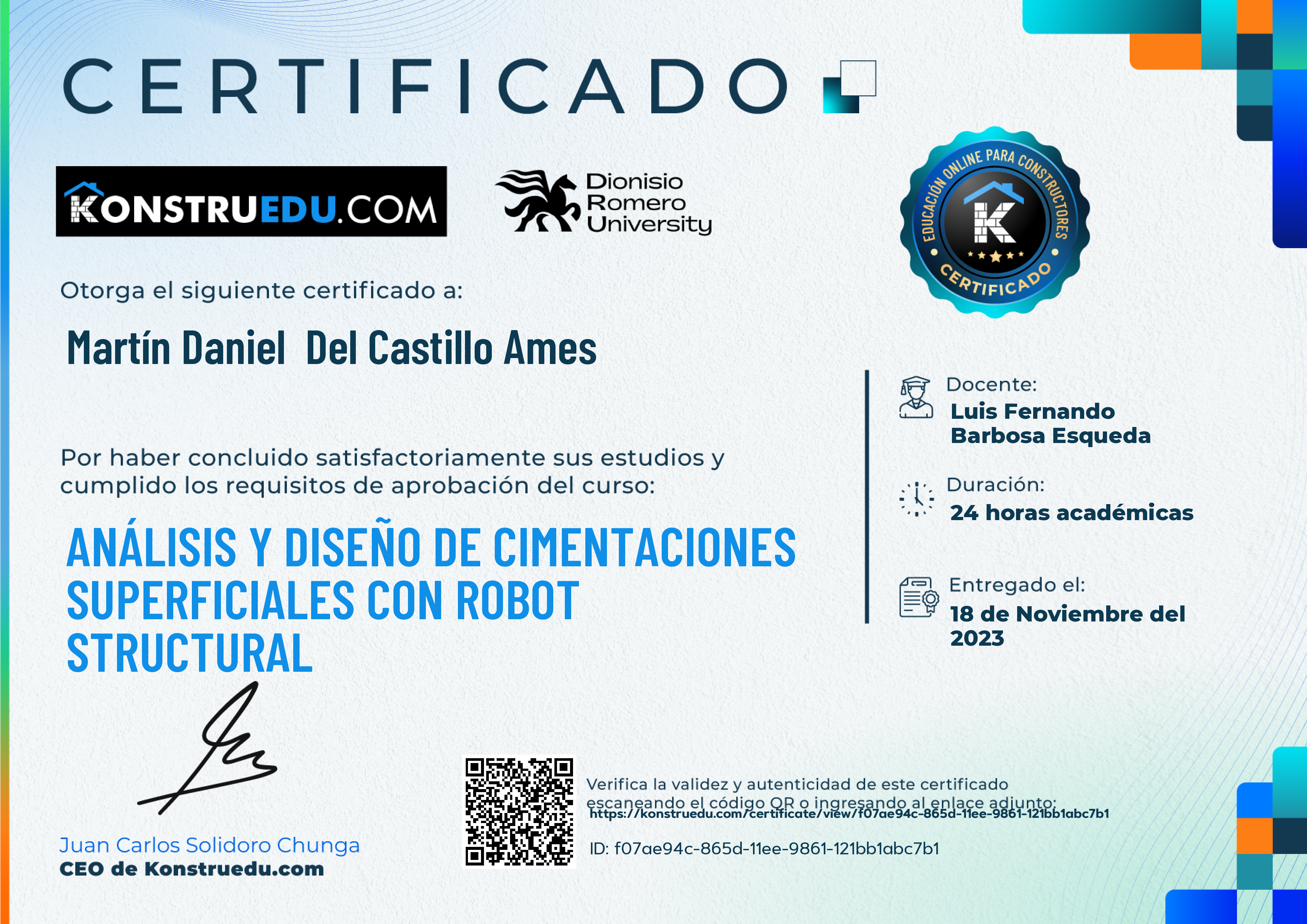 Credencial de Análisis y diseño de cimentaciones superficiales con Robot Structural