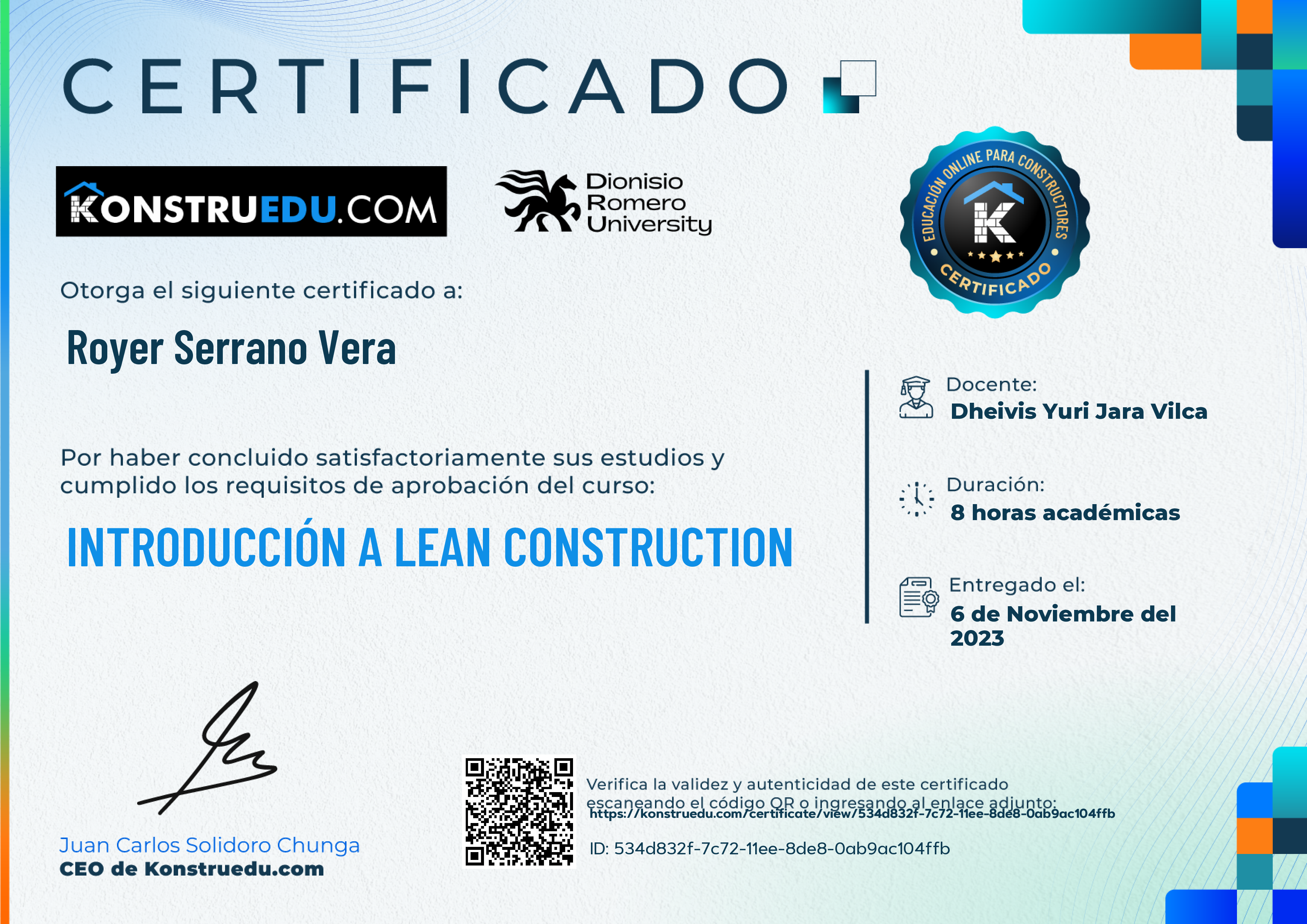 Credencial de Introducción a Lean Construction