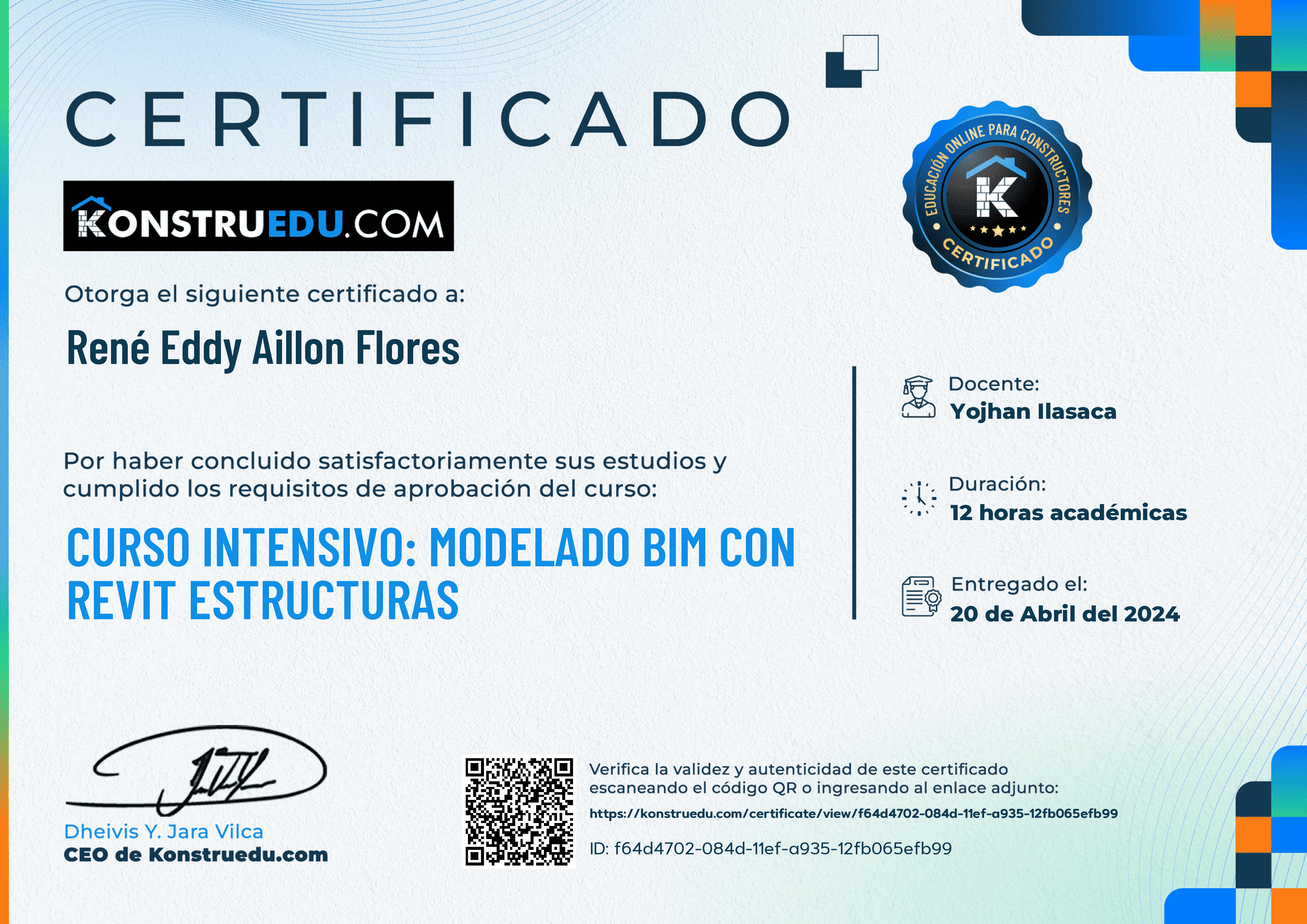 Credencial de Curso intensivo: Modelado BIM con Revit Estructuras