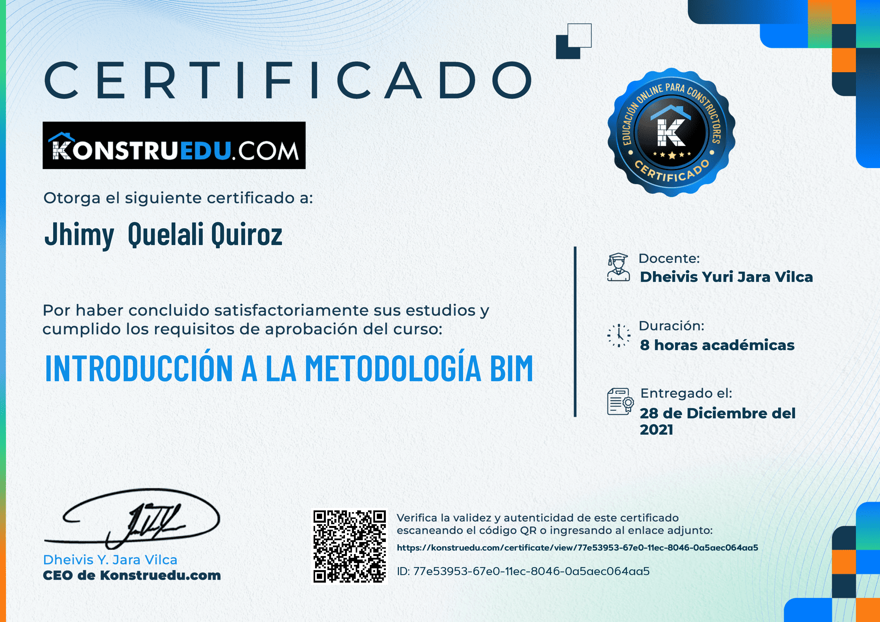 Credencial de Introducción a la metodología BIM