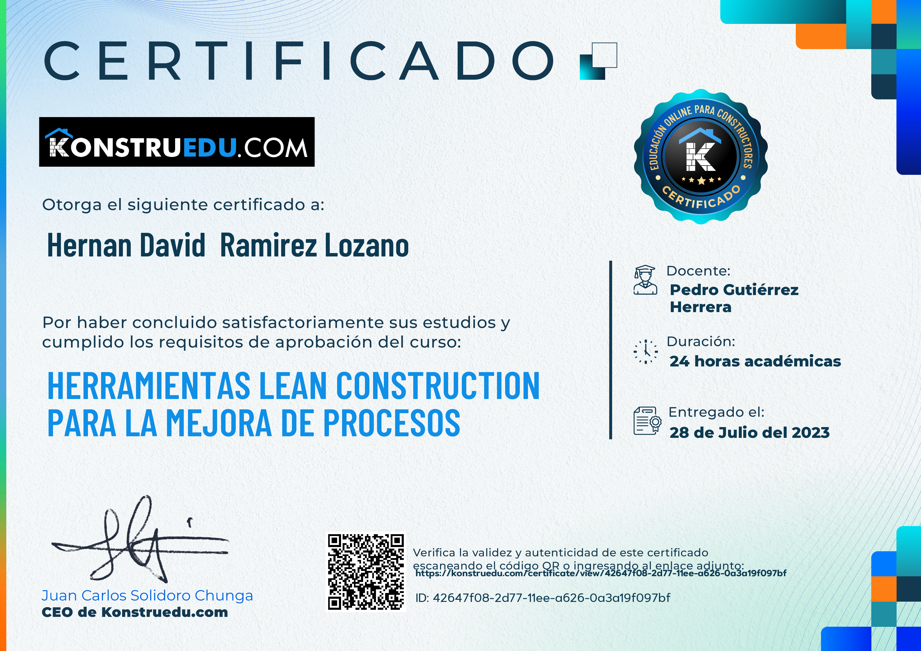Credencial de Herramientas Lean Construction para la mejora de procesos