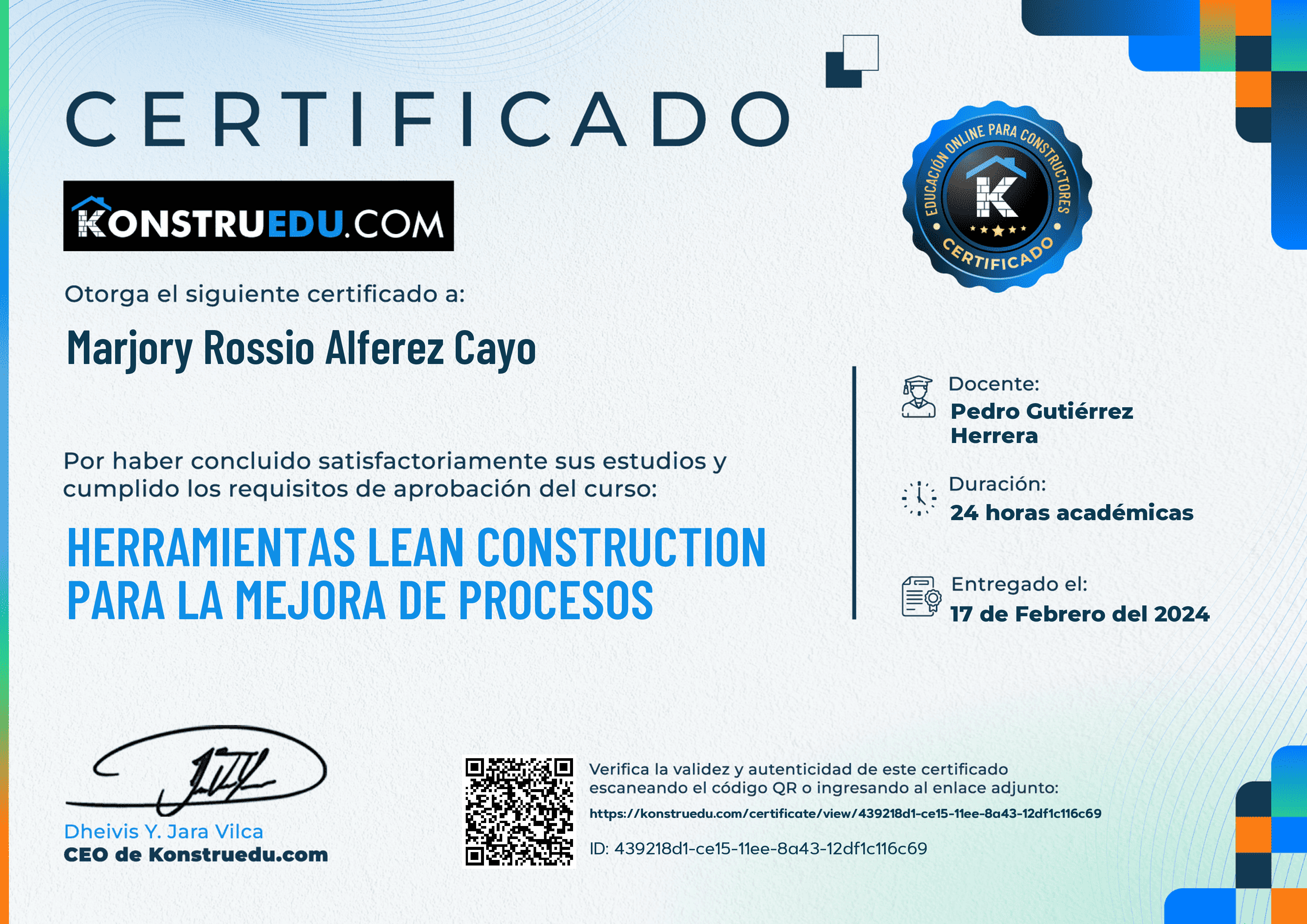 Credencial de Herramientas Lean Construction para la mejora de procesos
