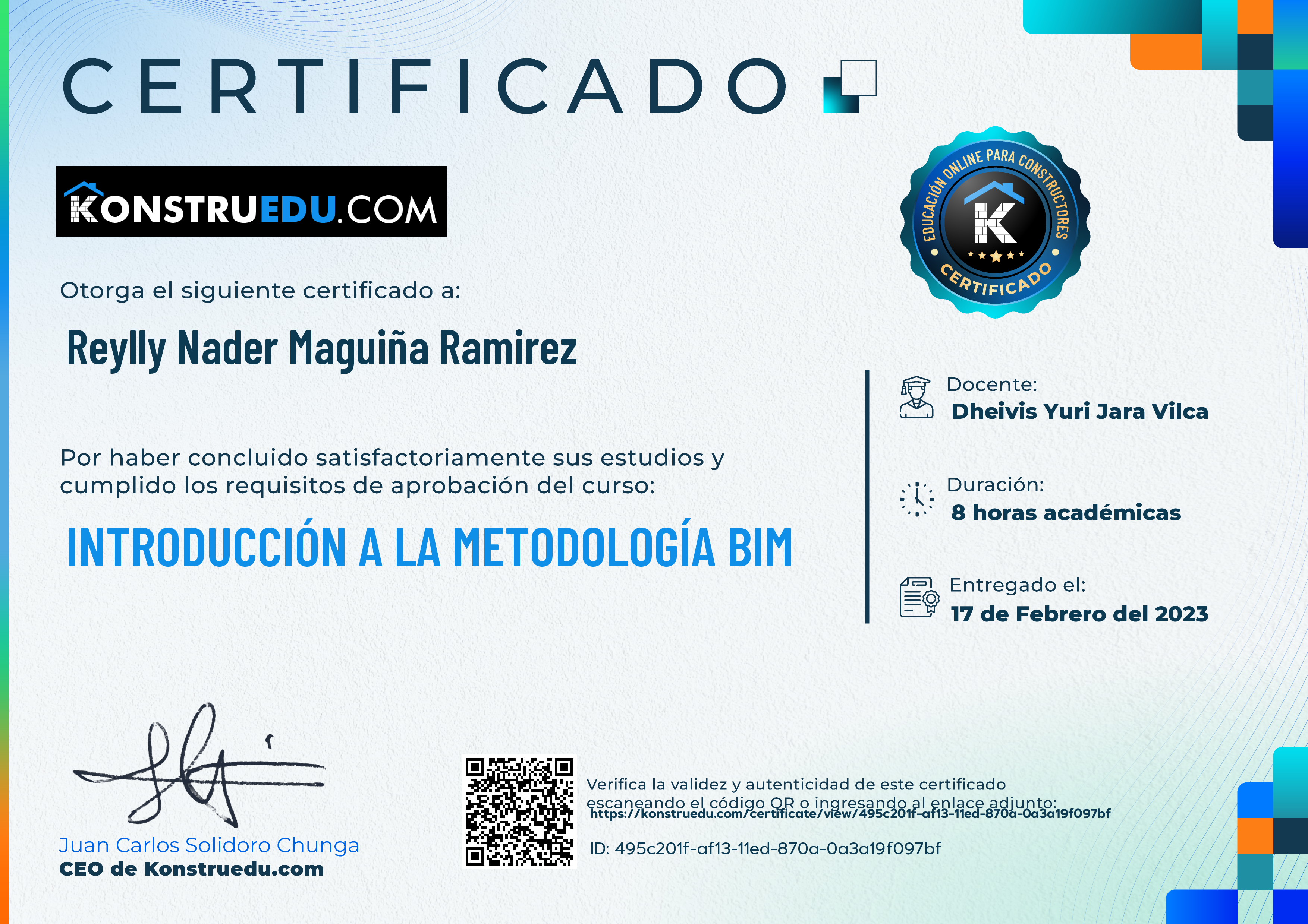 Credencial de Introducción a la metodología BIM