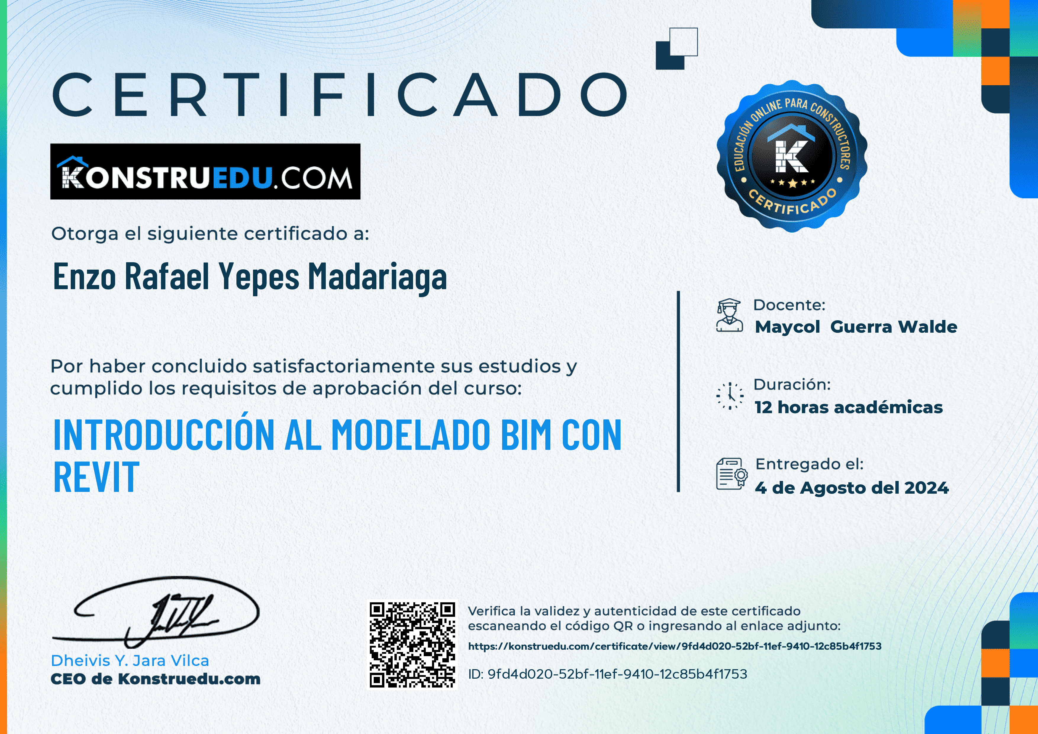 Credencial de Introducción al modelado BIM con Revit