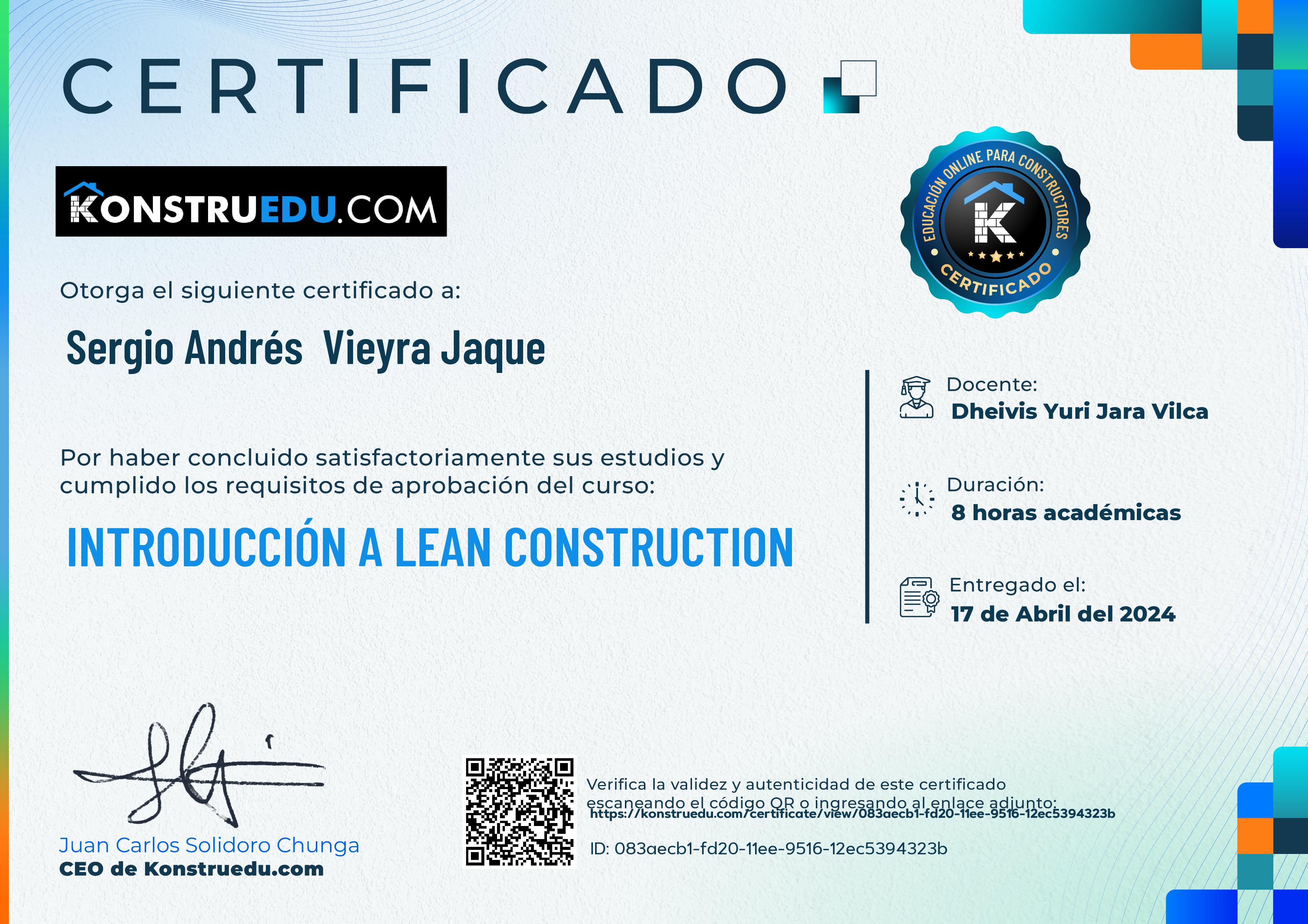 Credencial de Introducción a Lean Construction
