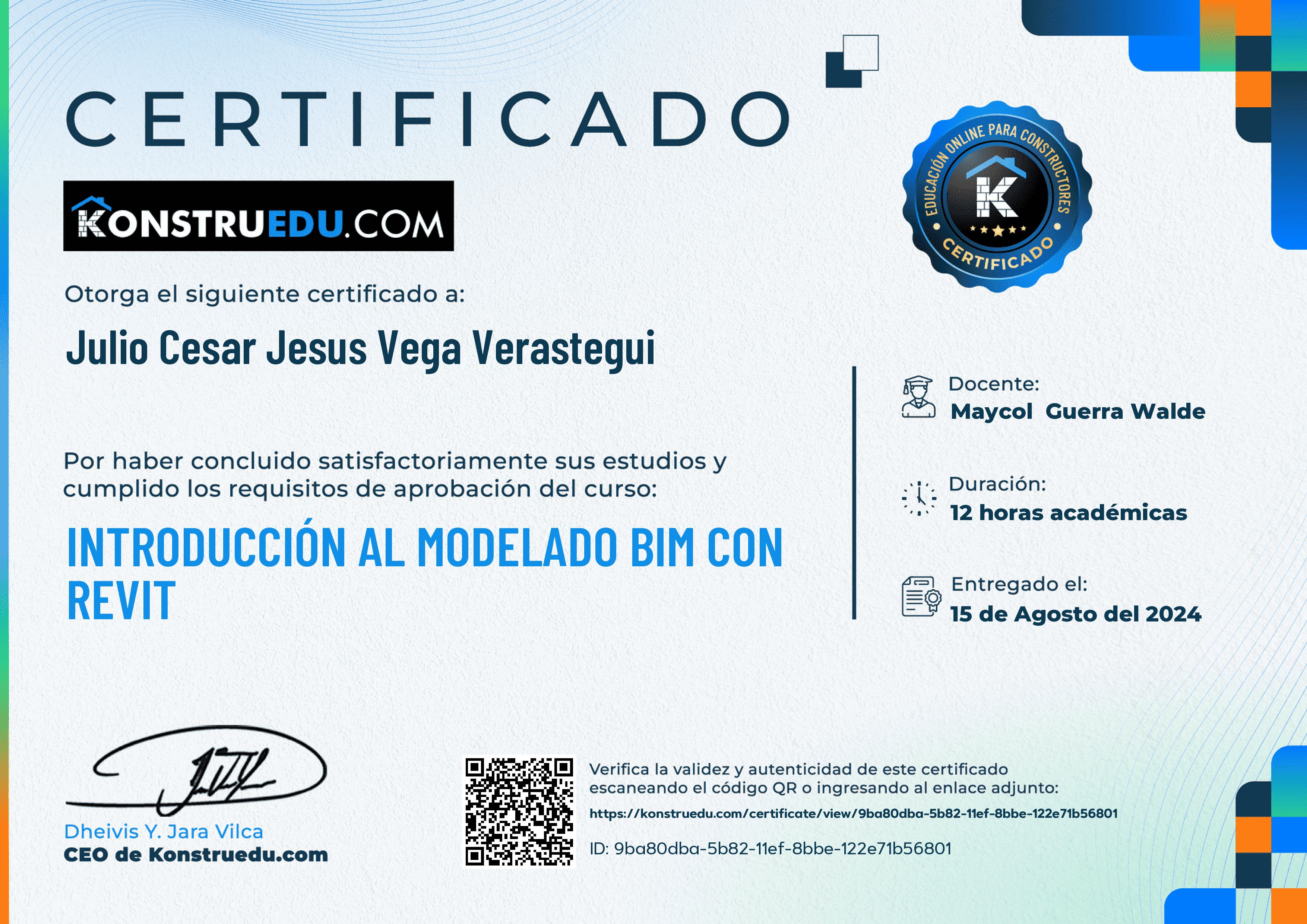 Credencial de Introducción al modelado BIM con Revit