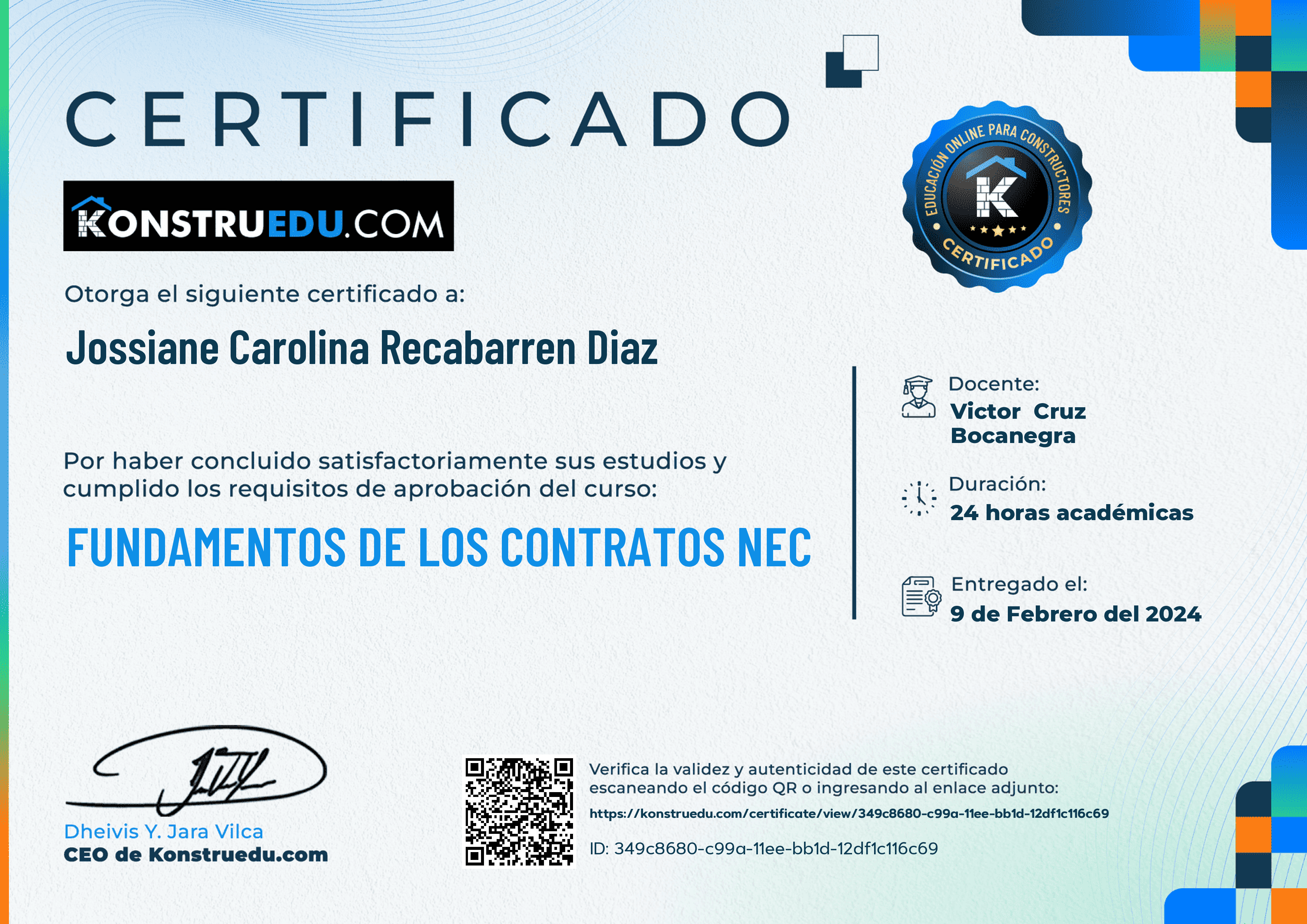 Credencial de Fundamentos de los contratos NEC