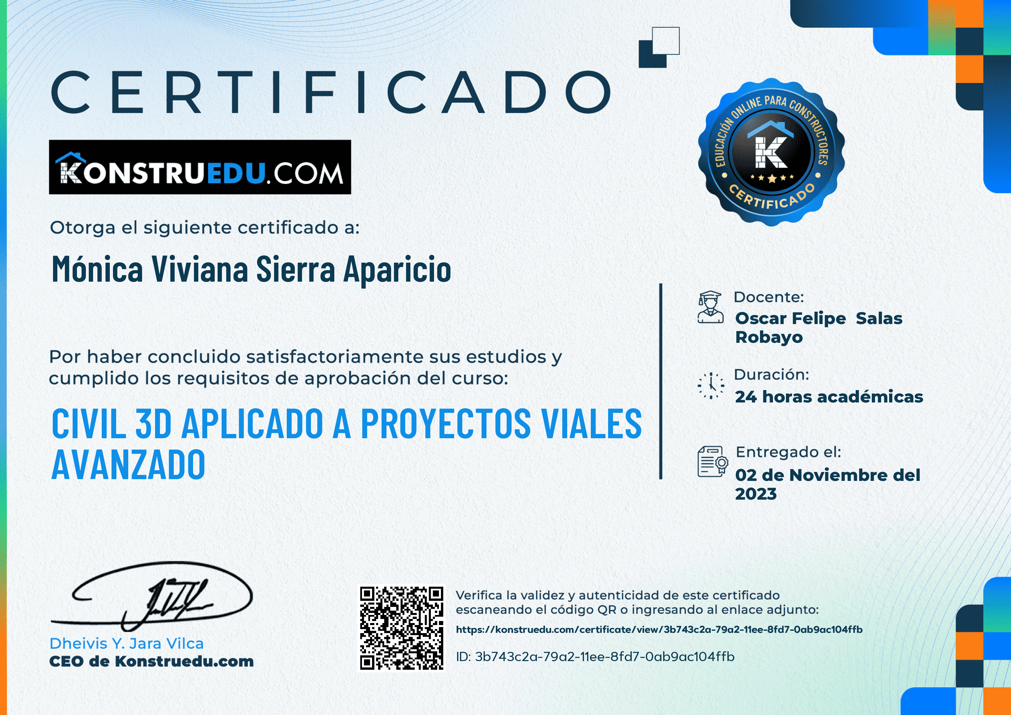 Credencial de Civil 3D aplicado a proyectos viales avanzado
