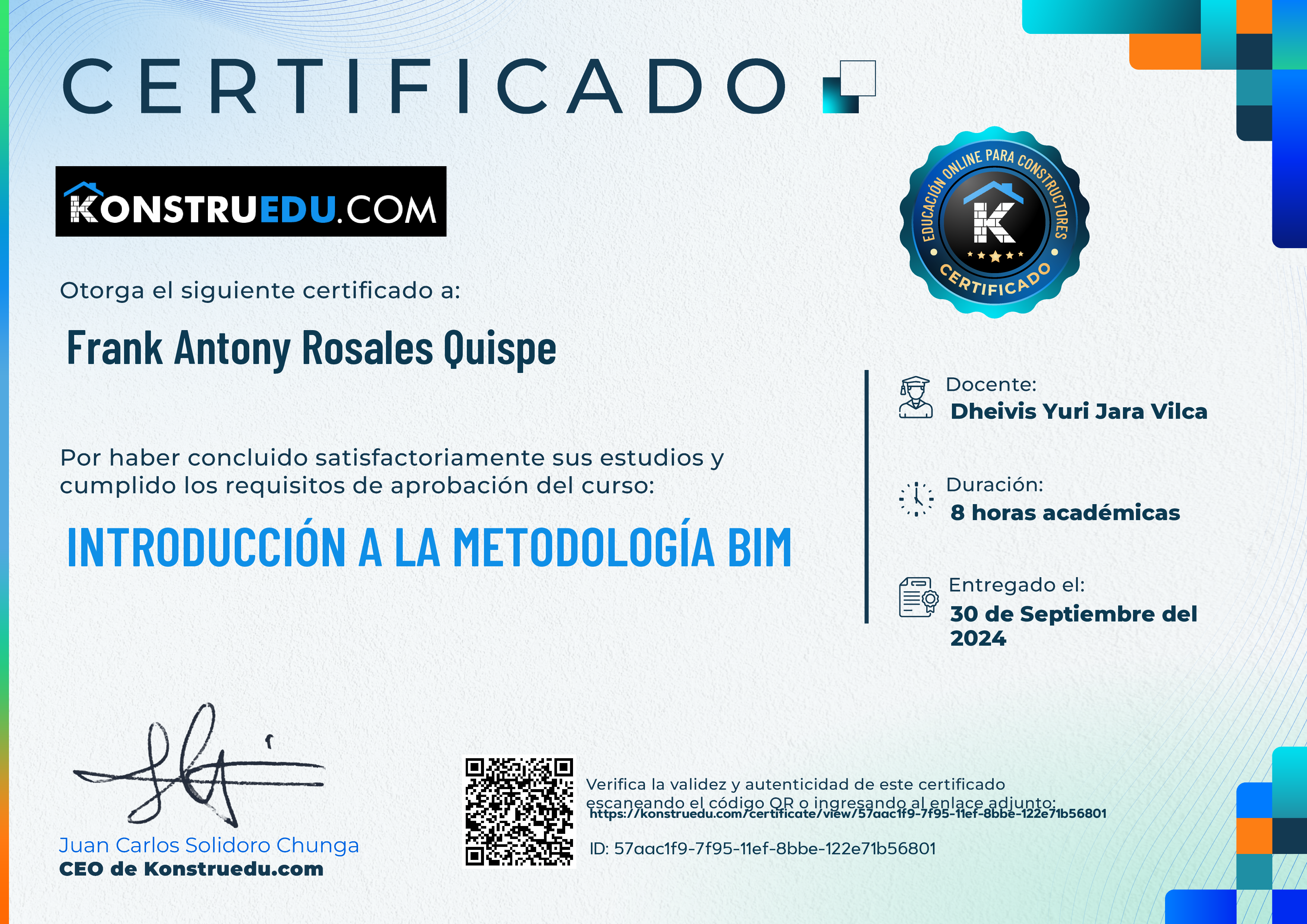 Credencial de Introducción a la metodología BIM