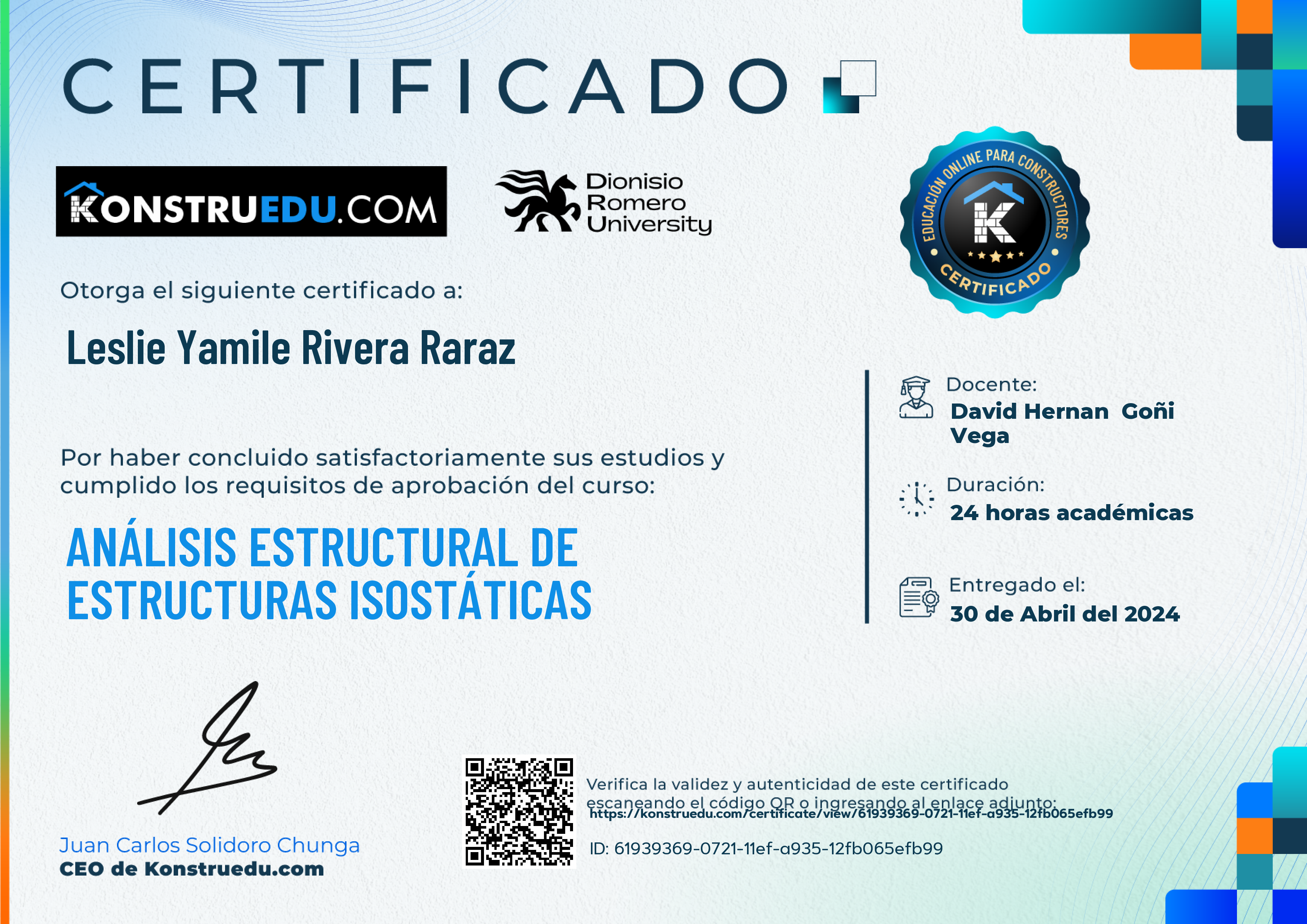 Credencial de Análisis estructural de estructuras isostáticas