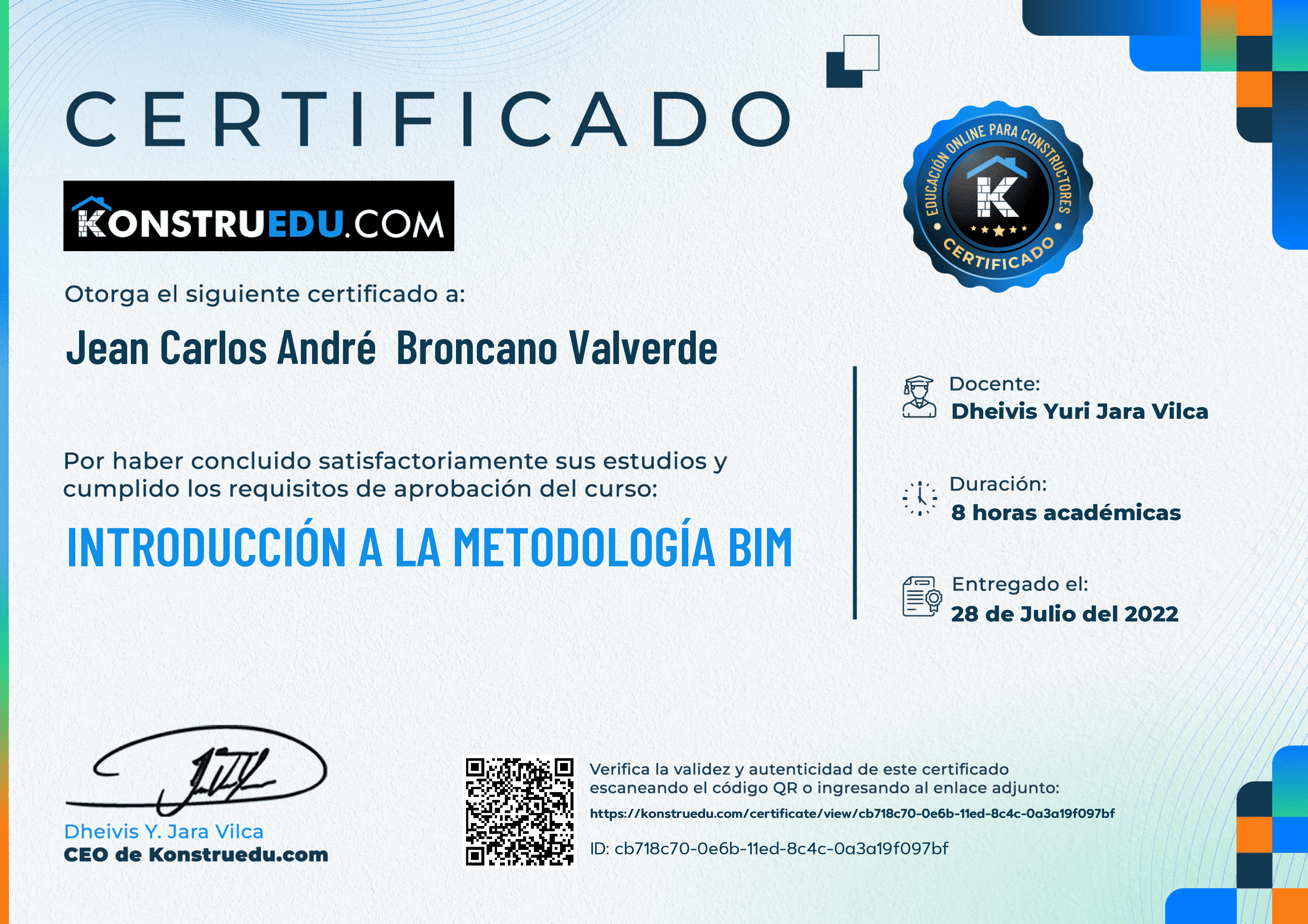 Credencial de Introducción a la metodología BIM