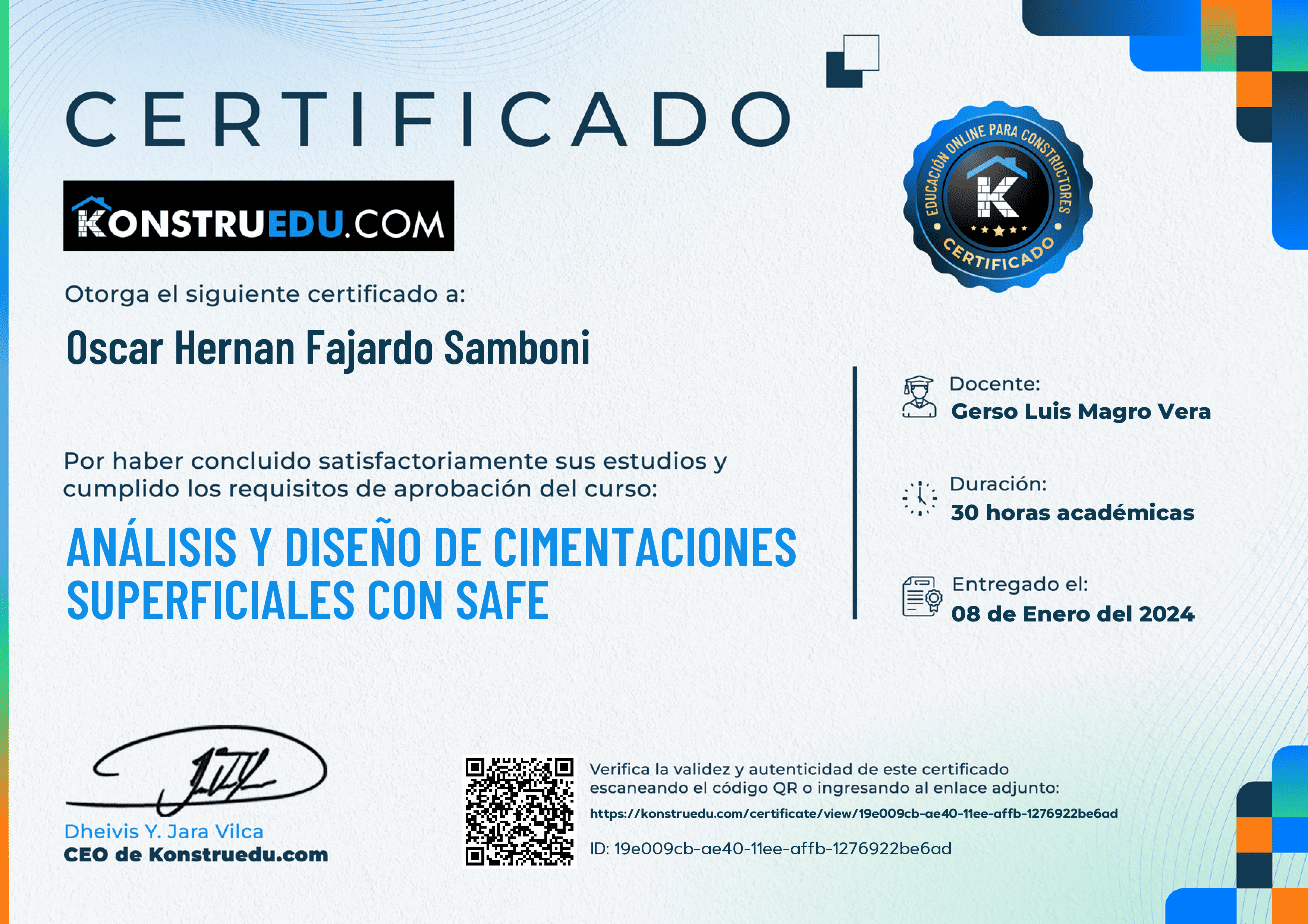Credencial de Análisis y diseño de cimentaciones superficiales con SAFE