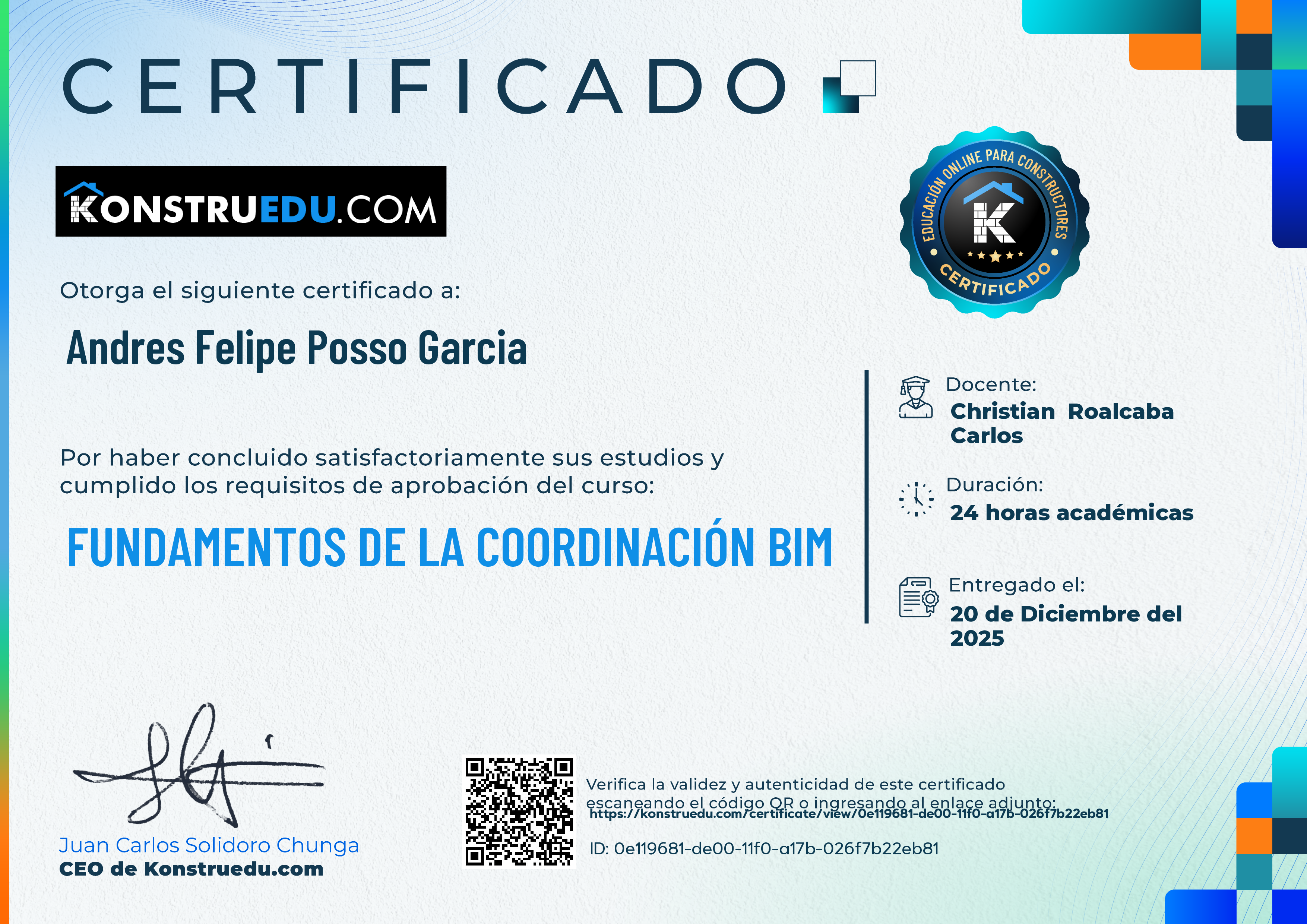 Credencial de Fundamentos de la coordinación BIM