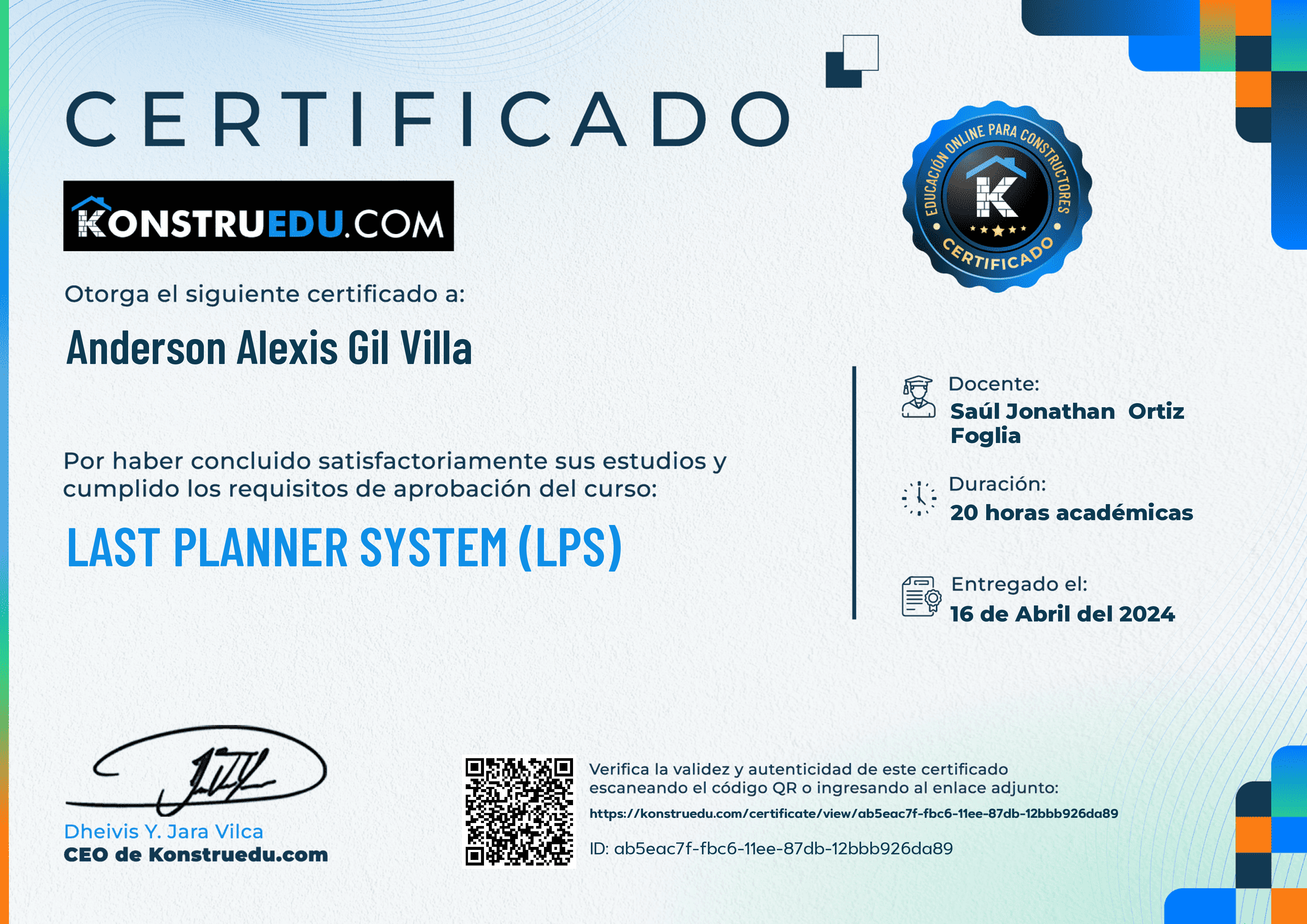 Credencial de Last Planner System (LPS)