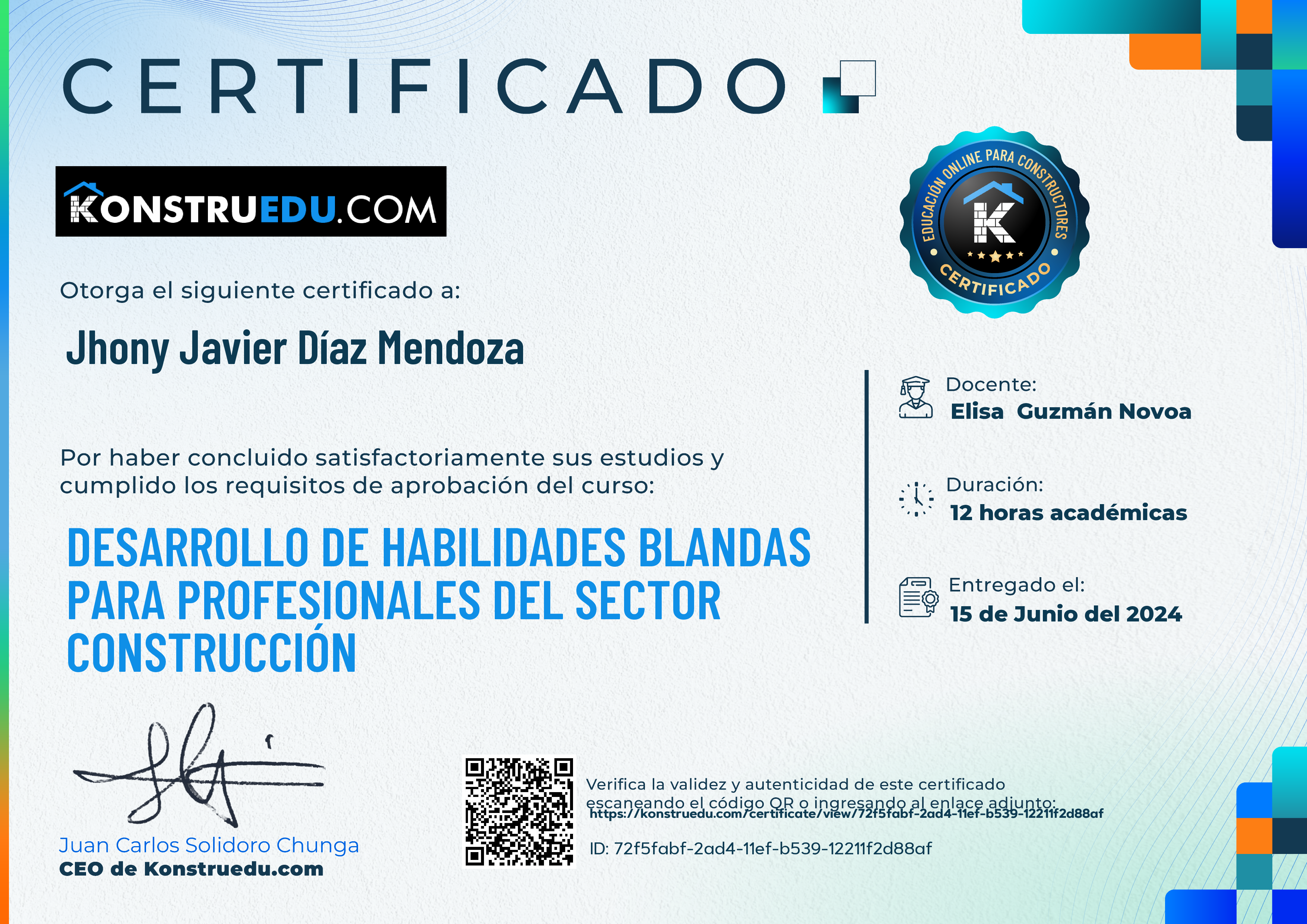 Credencial de Desarrollo de habilidades blandas para profesionales del sector construcción