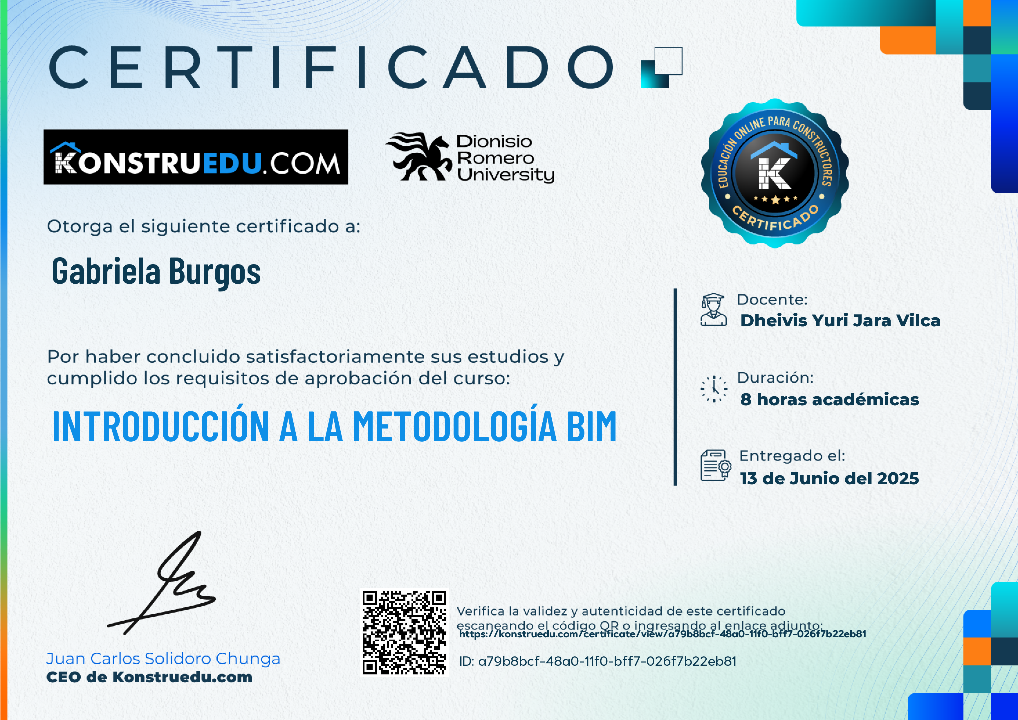 Credencial de Introducción a la metodología BIM