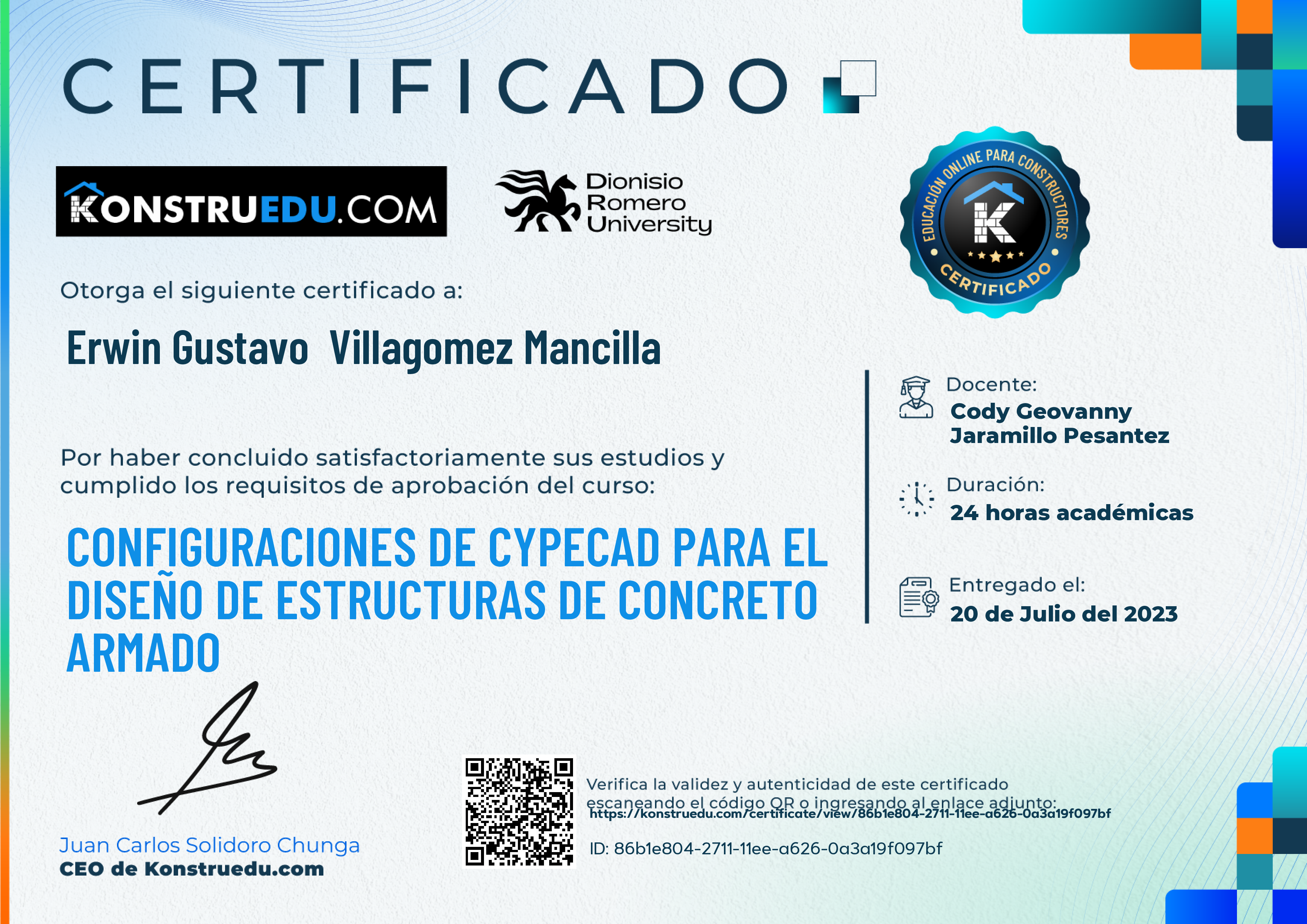 Credencial de Configuraciones de Cypecad para el diseño de estructuras de concreto armado