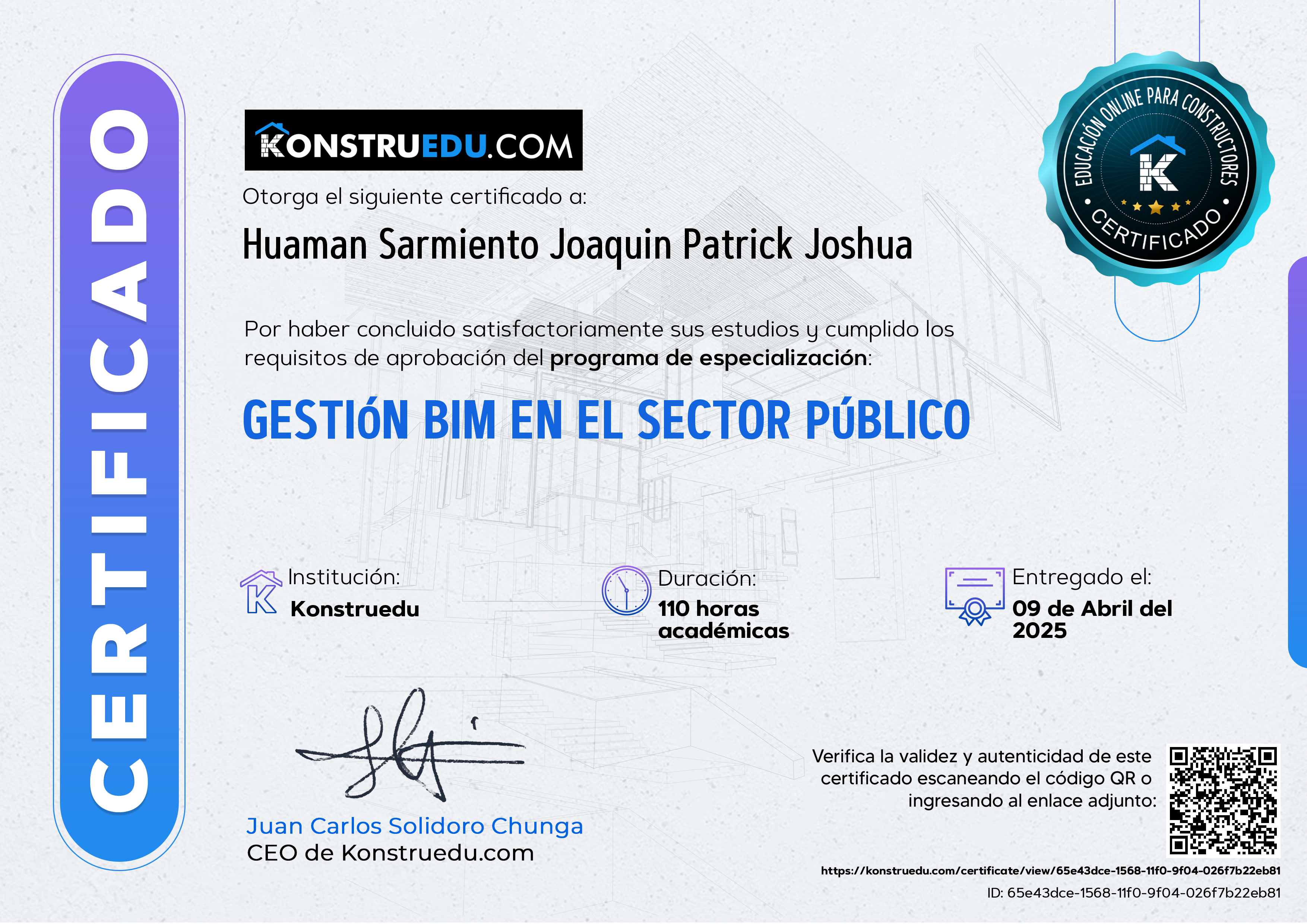 Credencial de Especialista en gestión BIM en el sector público