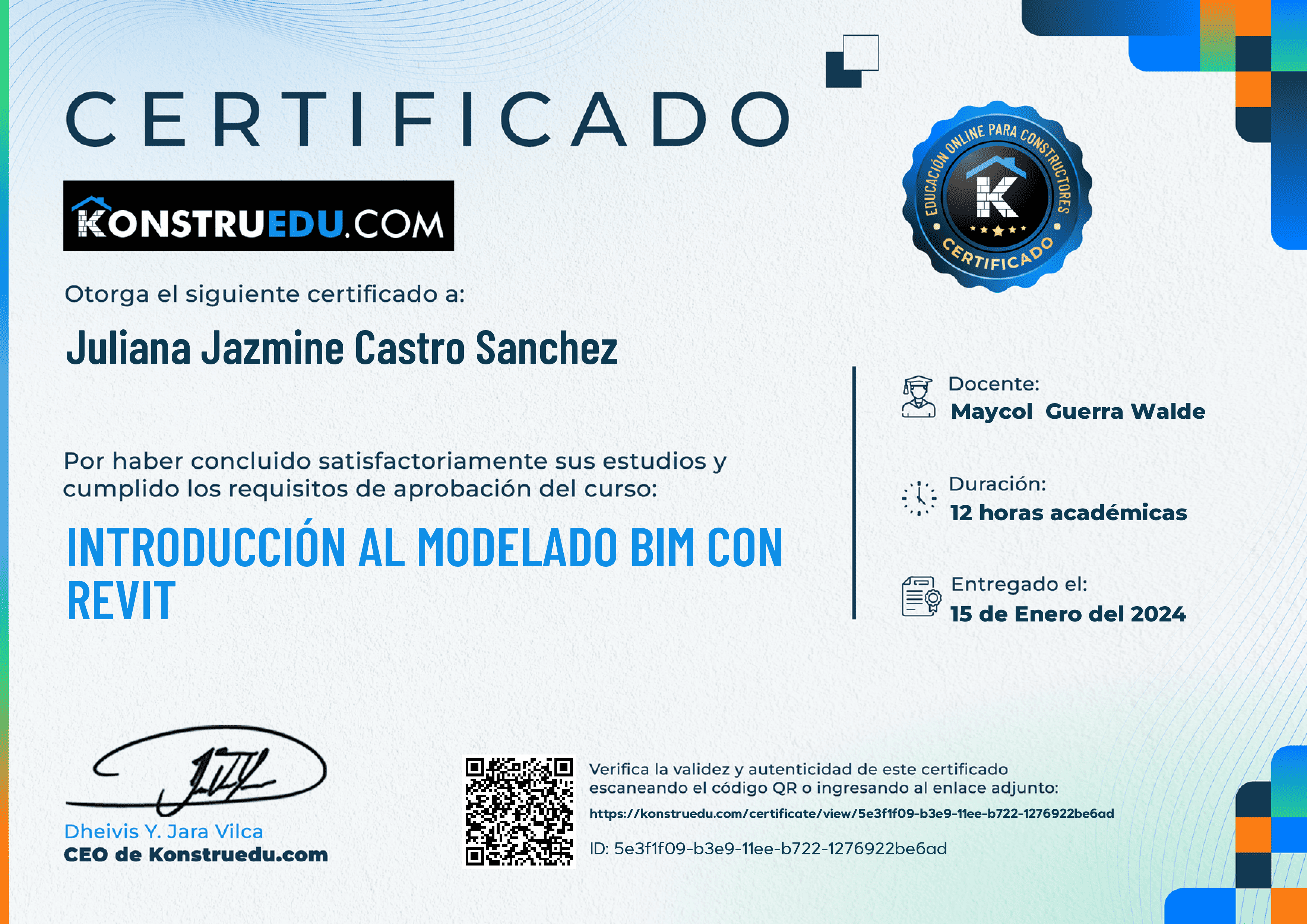 Credencial de Introducción al modelado BIM con Revit
