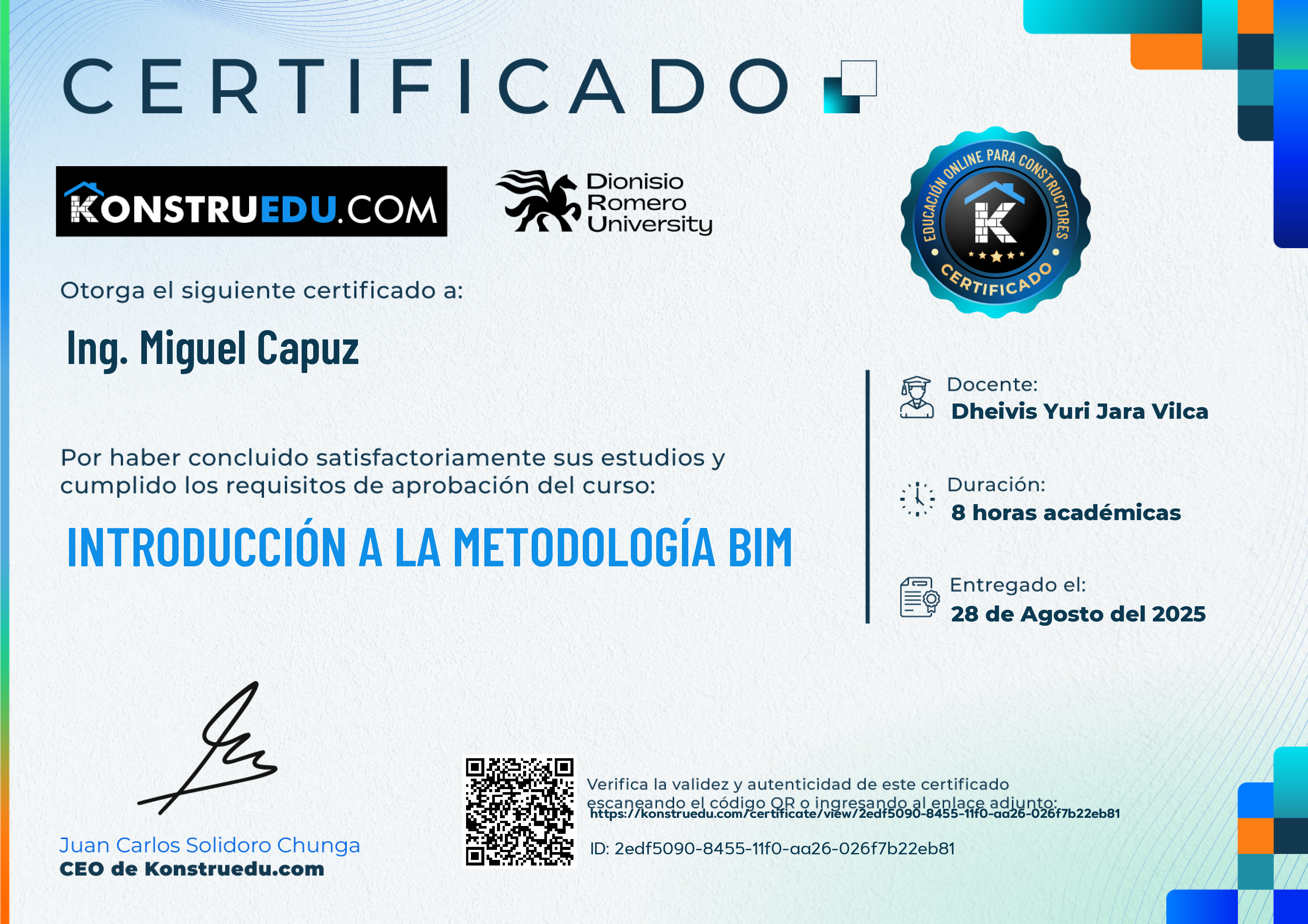 Credencial de Introducción a la metodología BIM