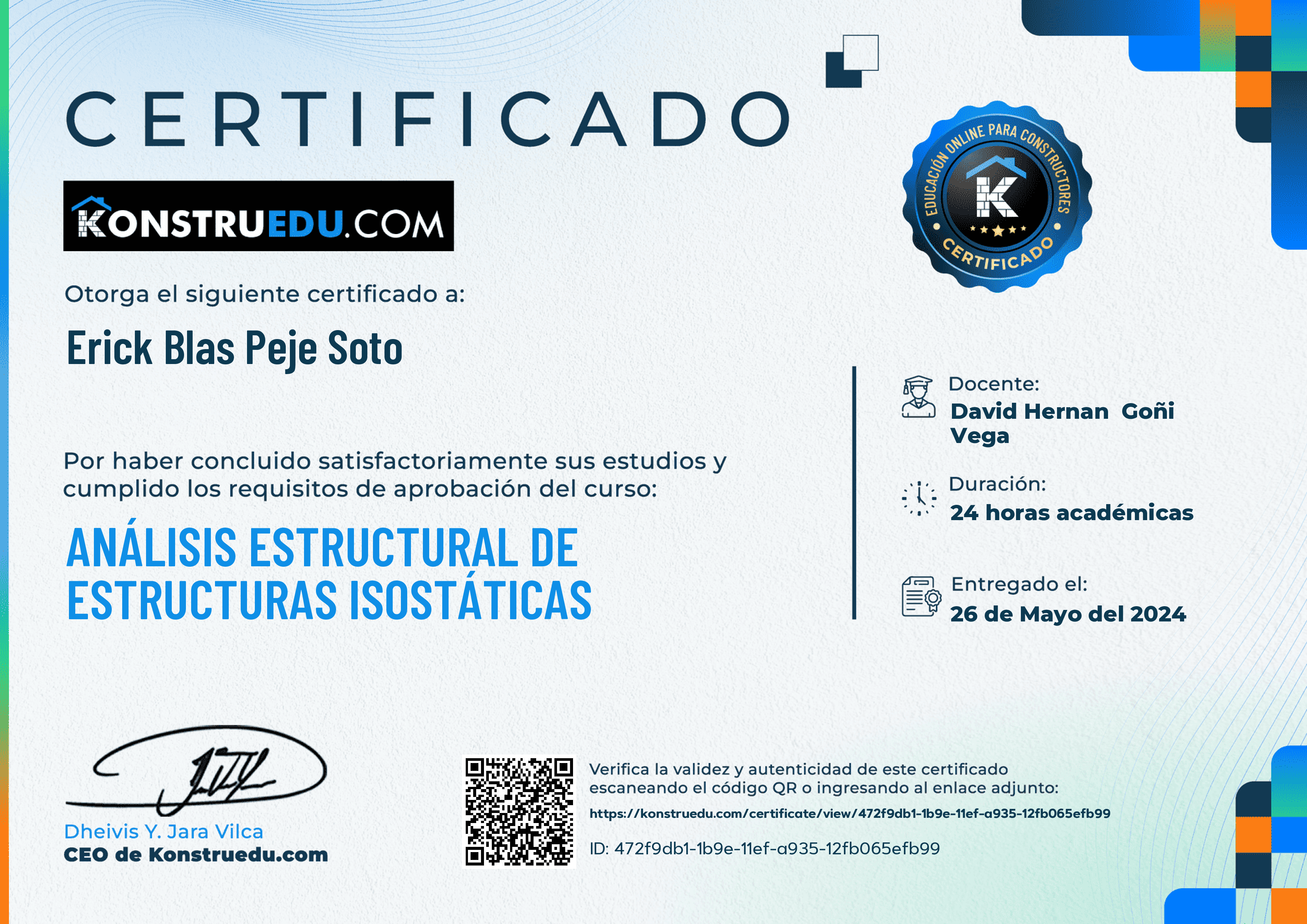 Credencial de Análisis estructural de estructuras isostáticas