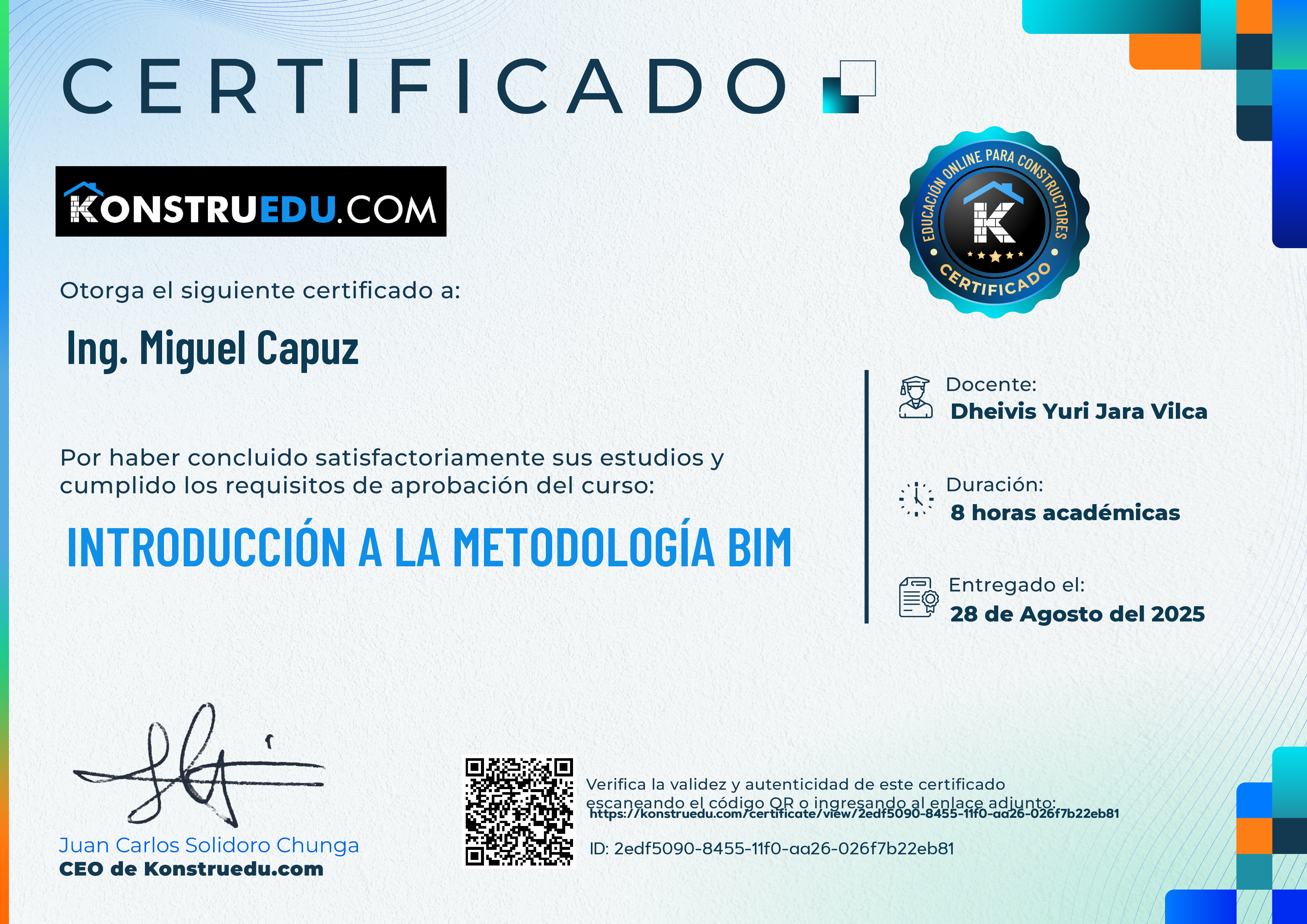 Credencial de Introducción a la metodología BIM