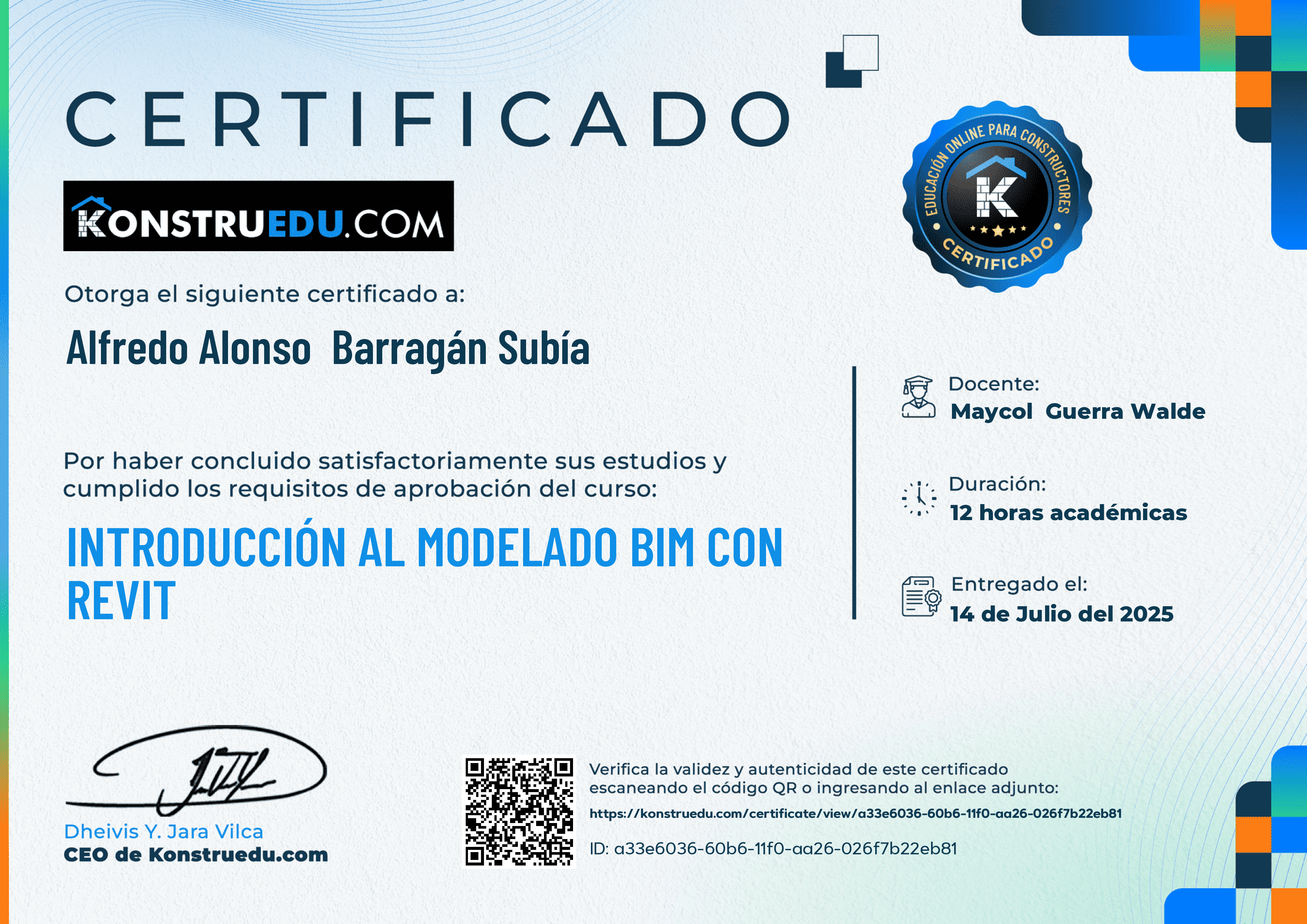 Credencial de Introducción al modelado BIM con Revit