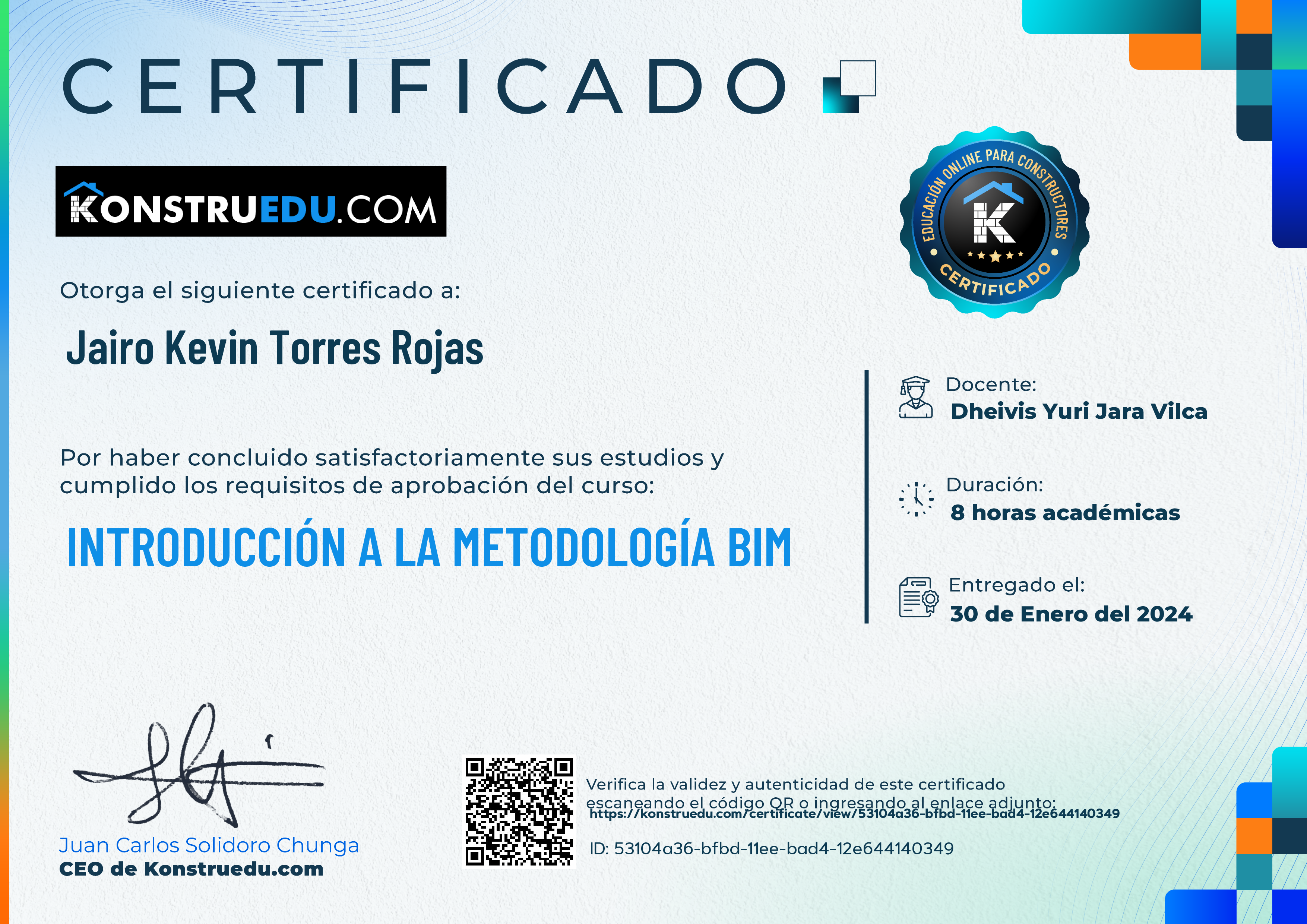Credencial de Introducción a la metodología BIM