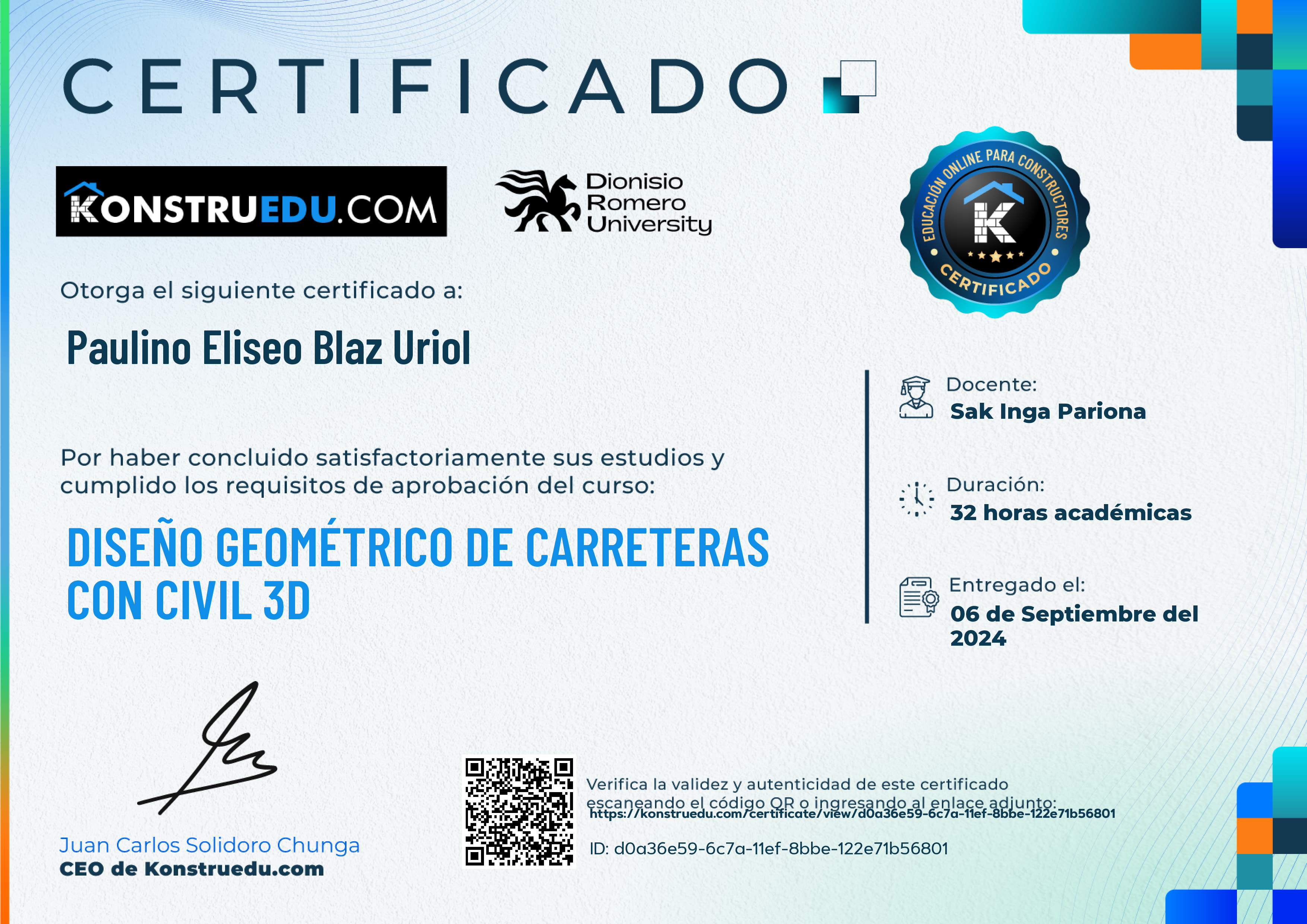 Credencial de Diseño geométrico de carreteras con Civil 3D