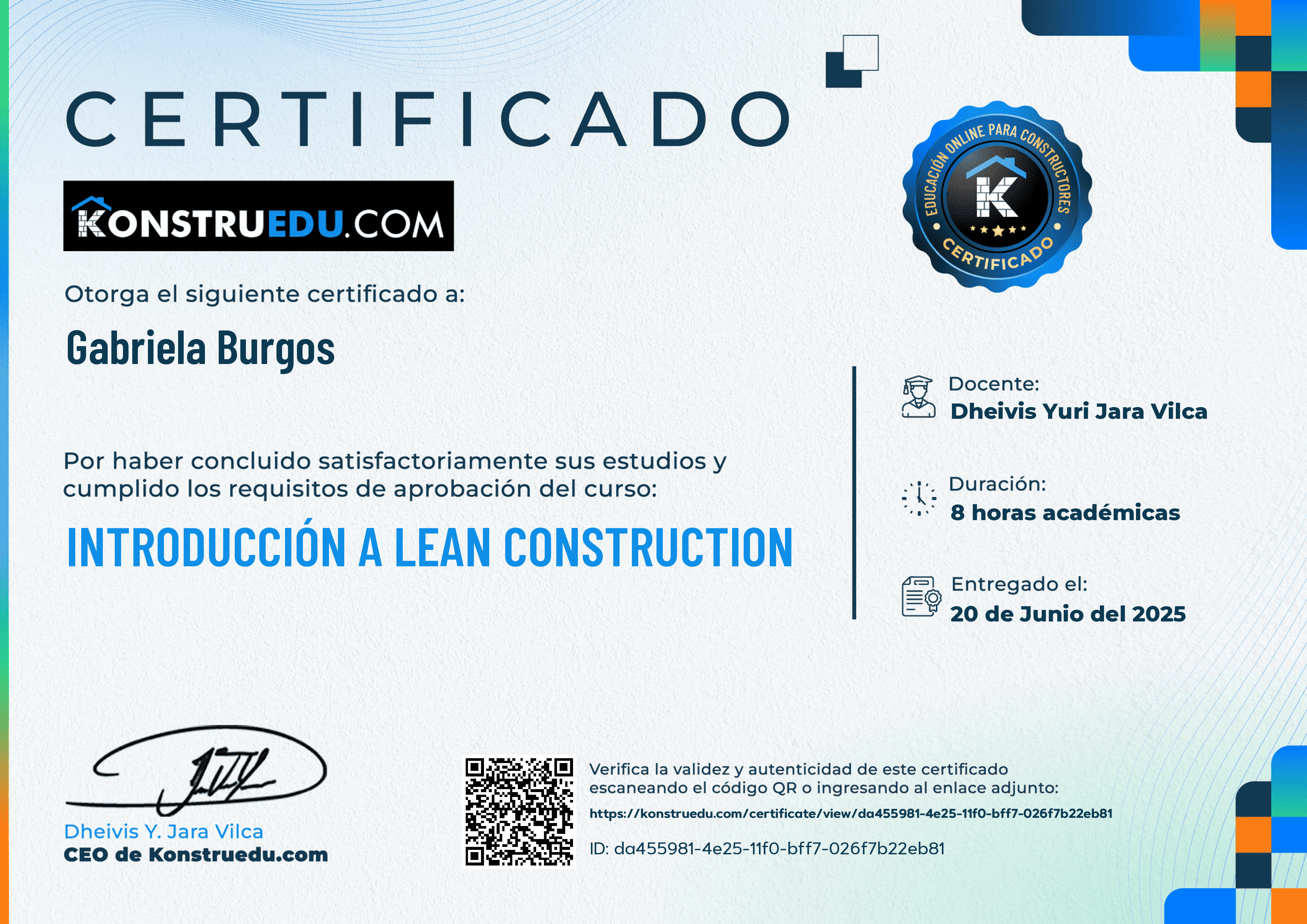 Credencial de Introducción a Lean Construction