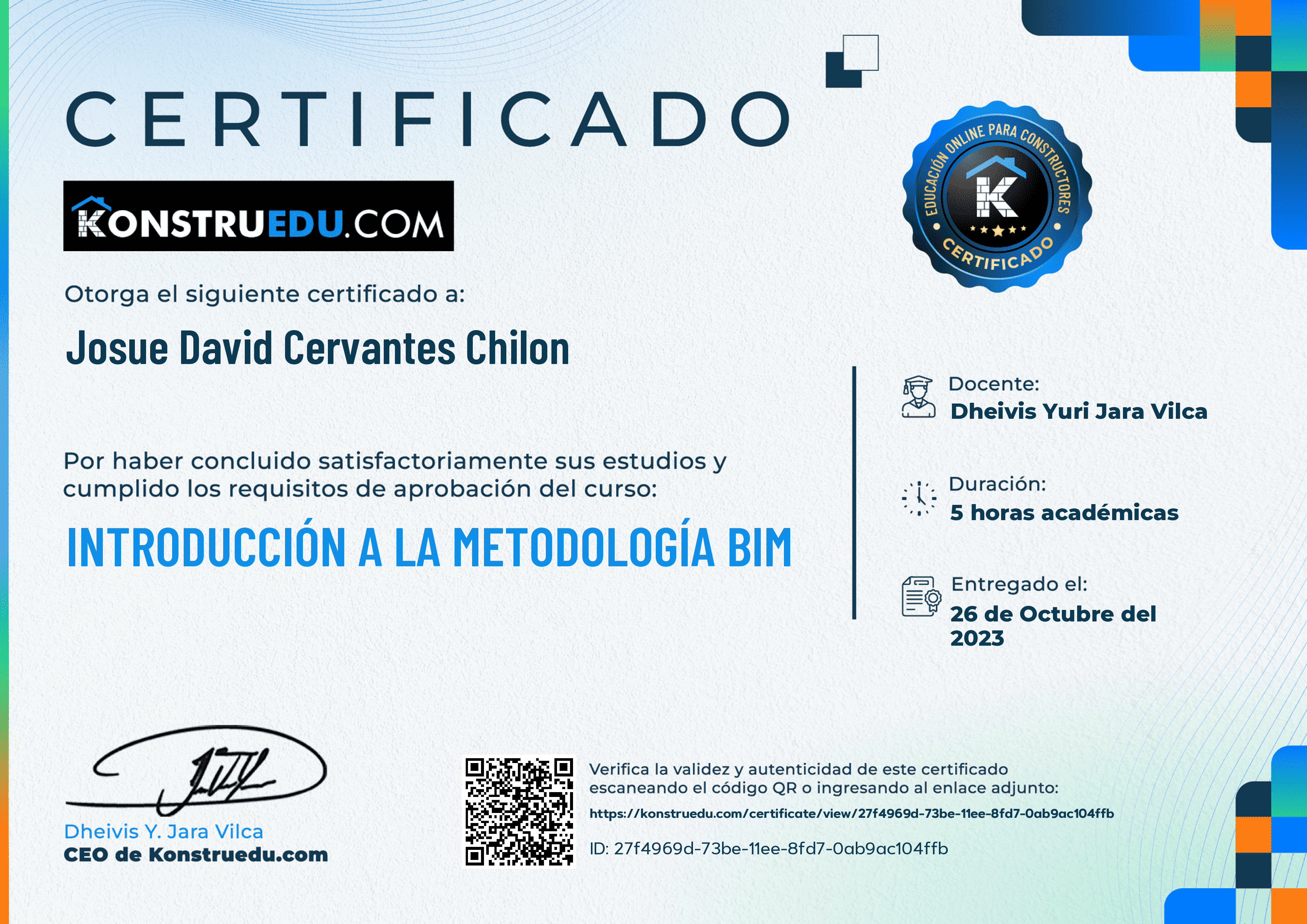 Credencial de Curso acelerado: Introducción a la metodología BIM