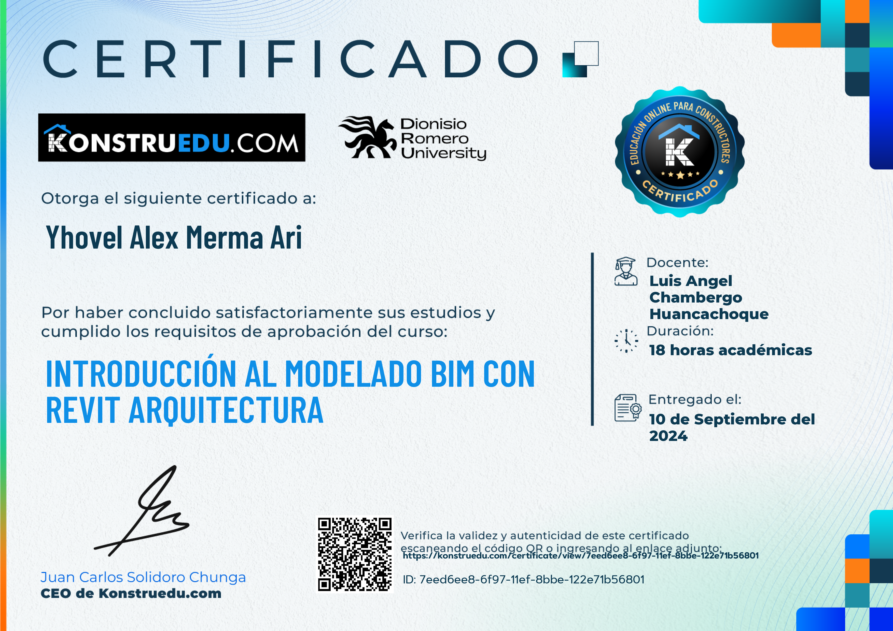 Credencial de Introducción al modelado BIM con Revit Arquitectura
