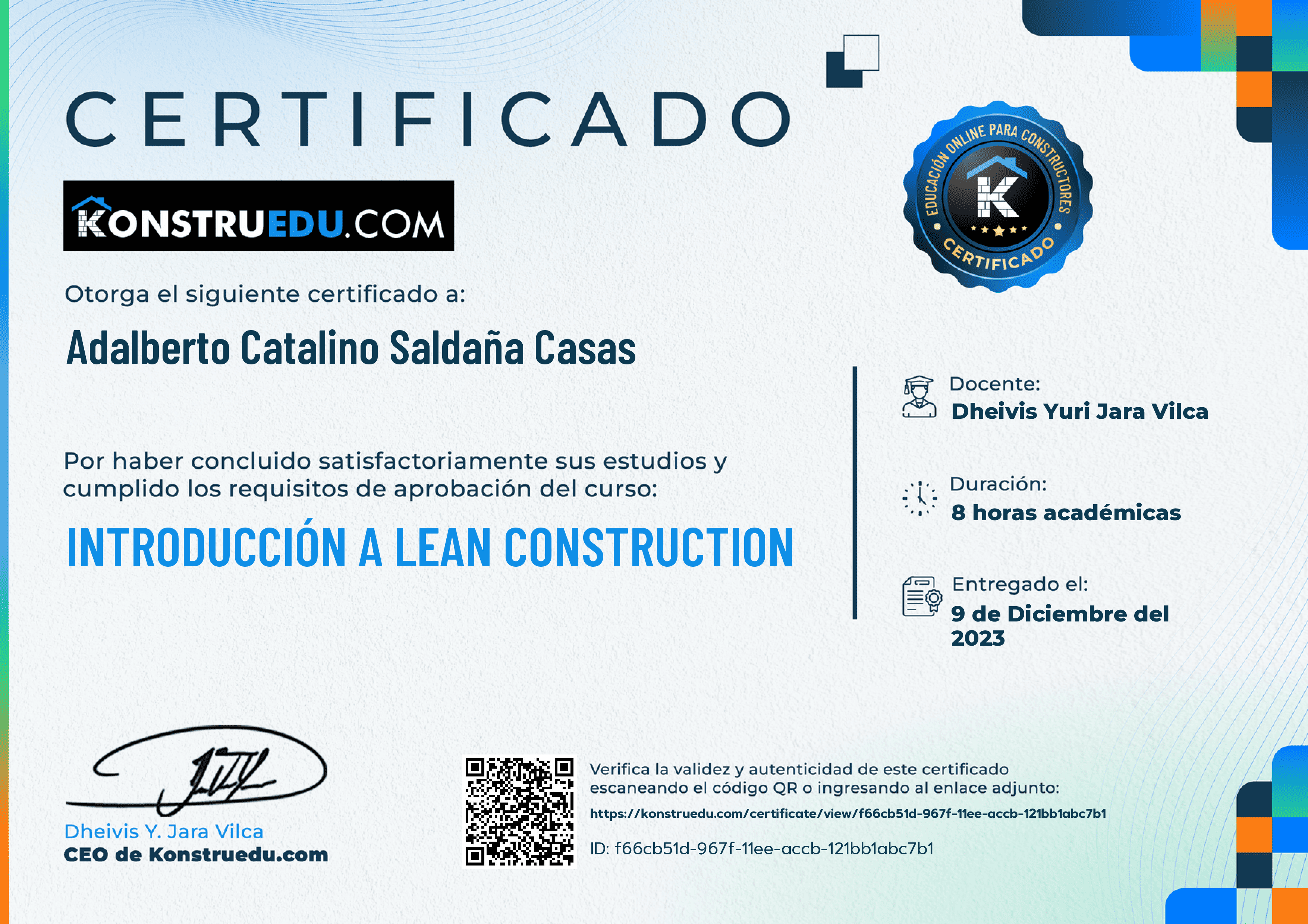 Credencial de Introducción a Lean Construction