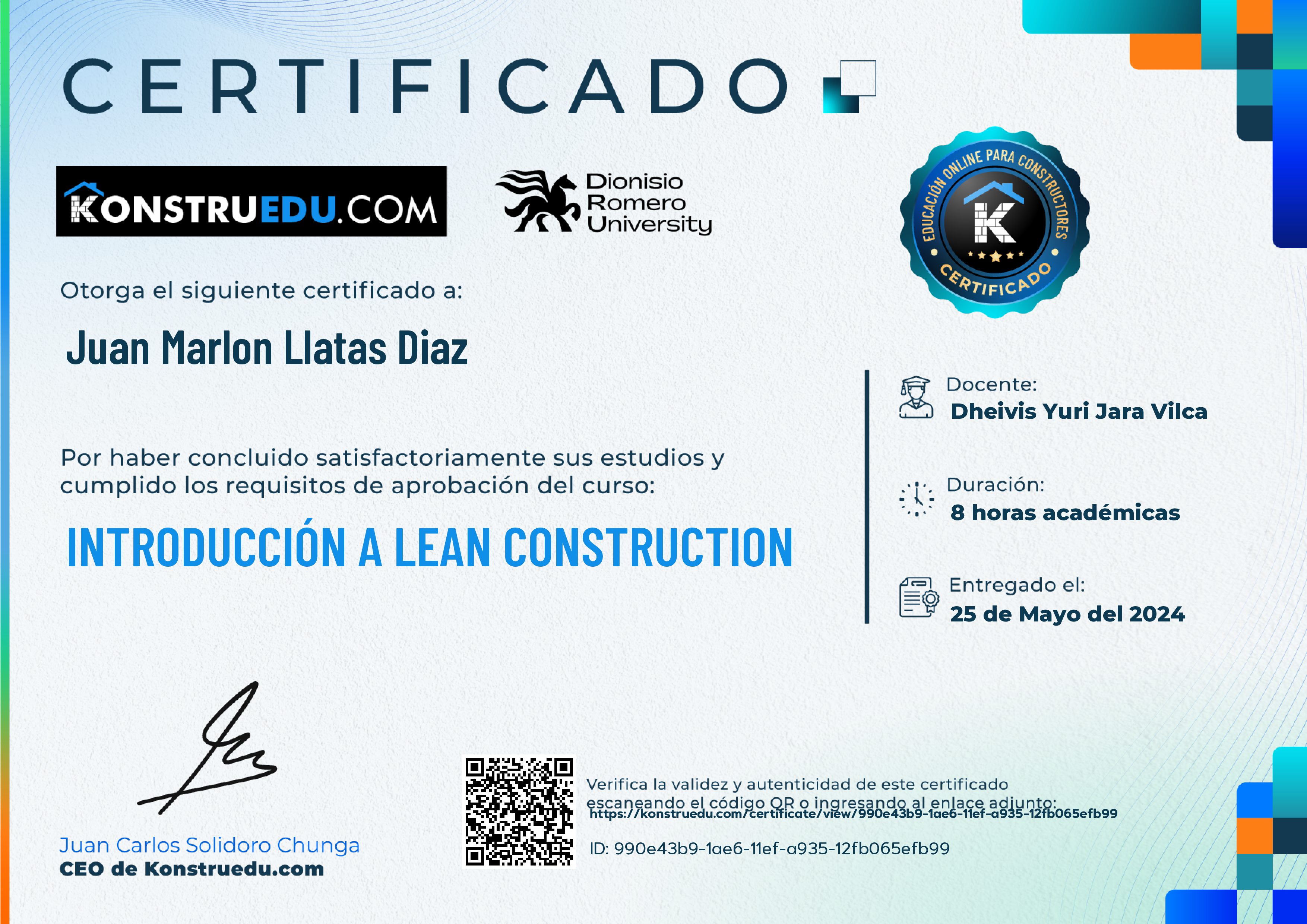 Credencial de Introducción a Lean Construction