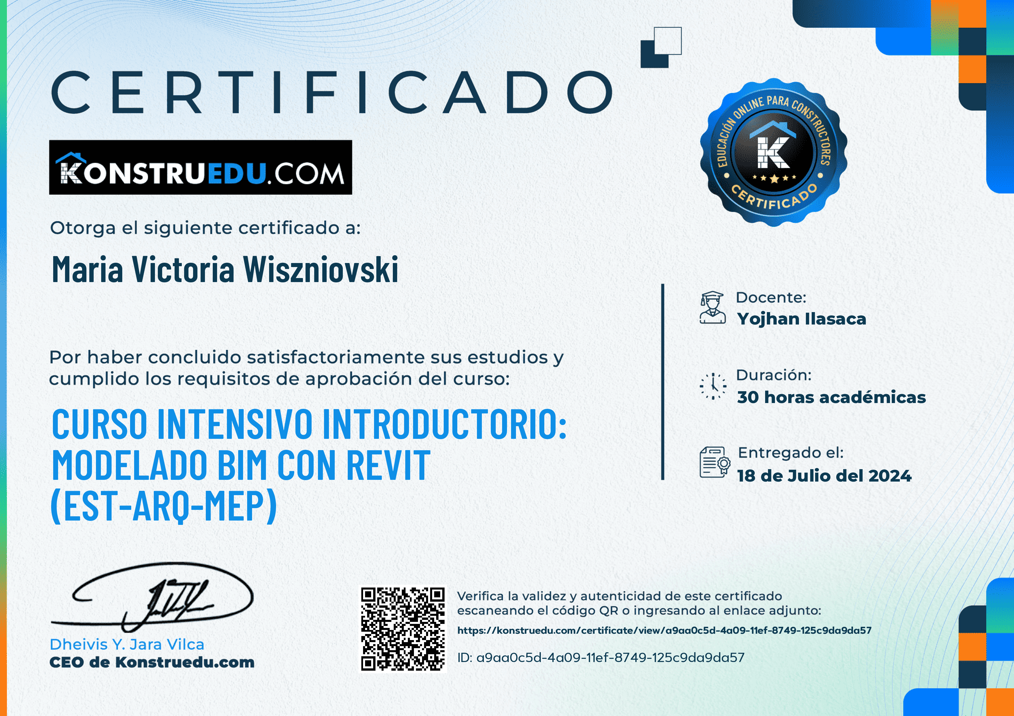 Credencial de Curso intensivo 5ta Edición: Modelado BIM con Revit Introductorio