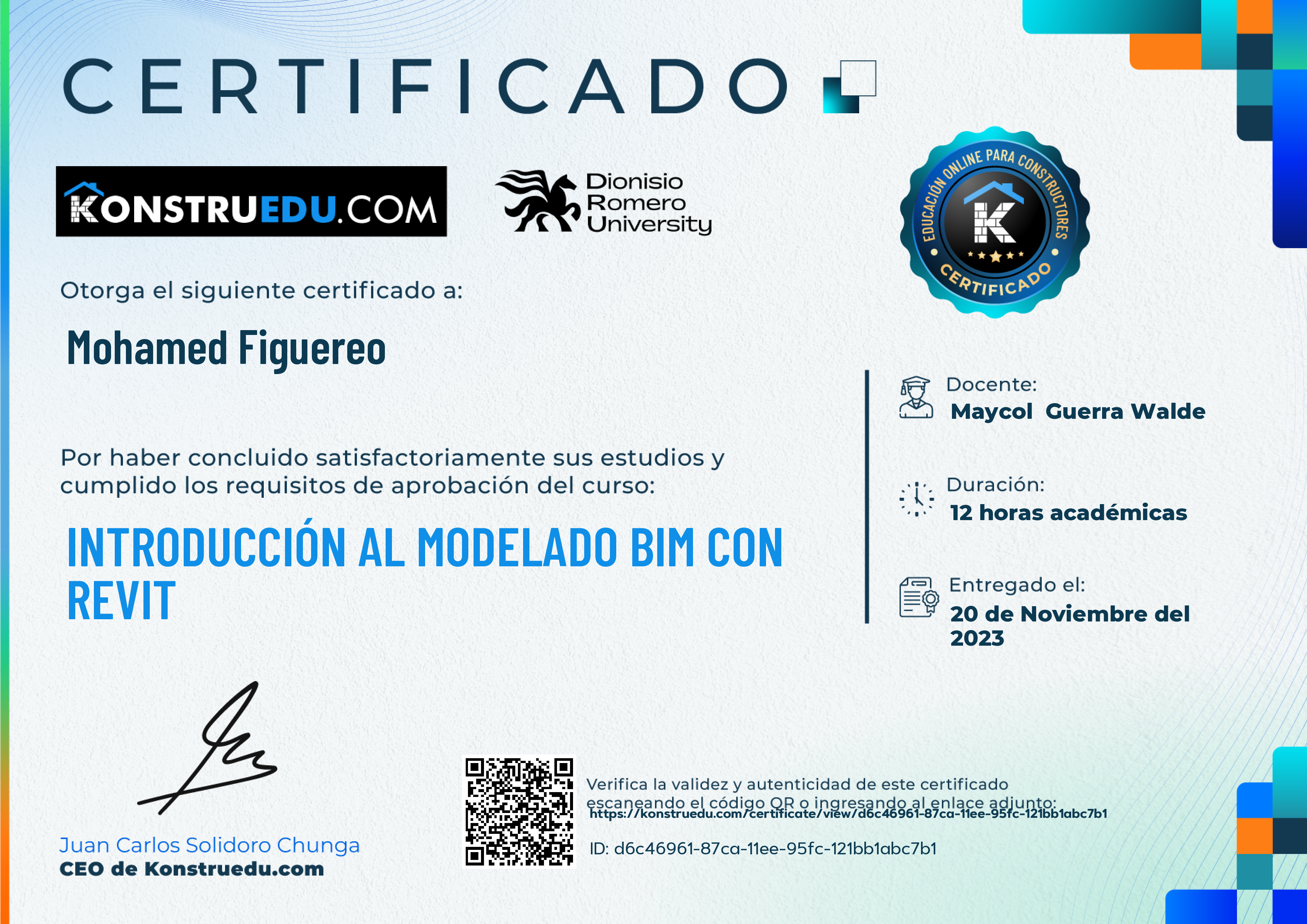Credencial de Introducción al modelado BIM con Revit