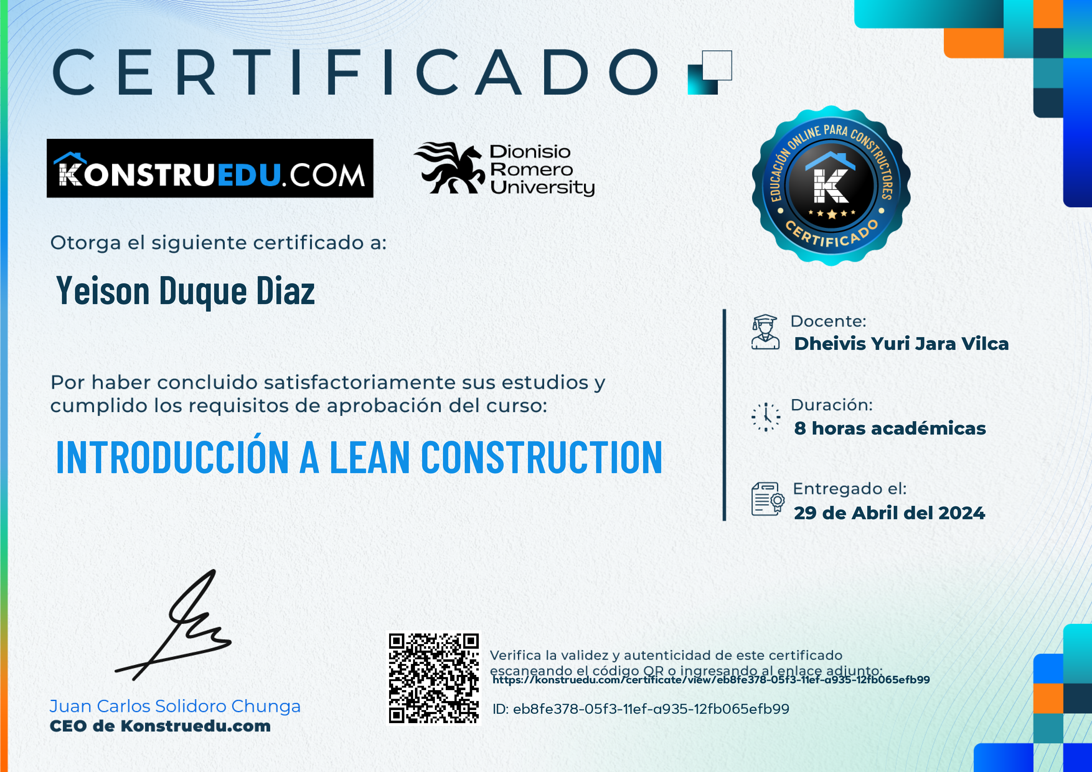 Credencial de Introducción a Lean Construction