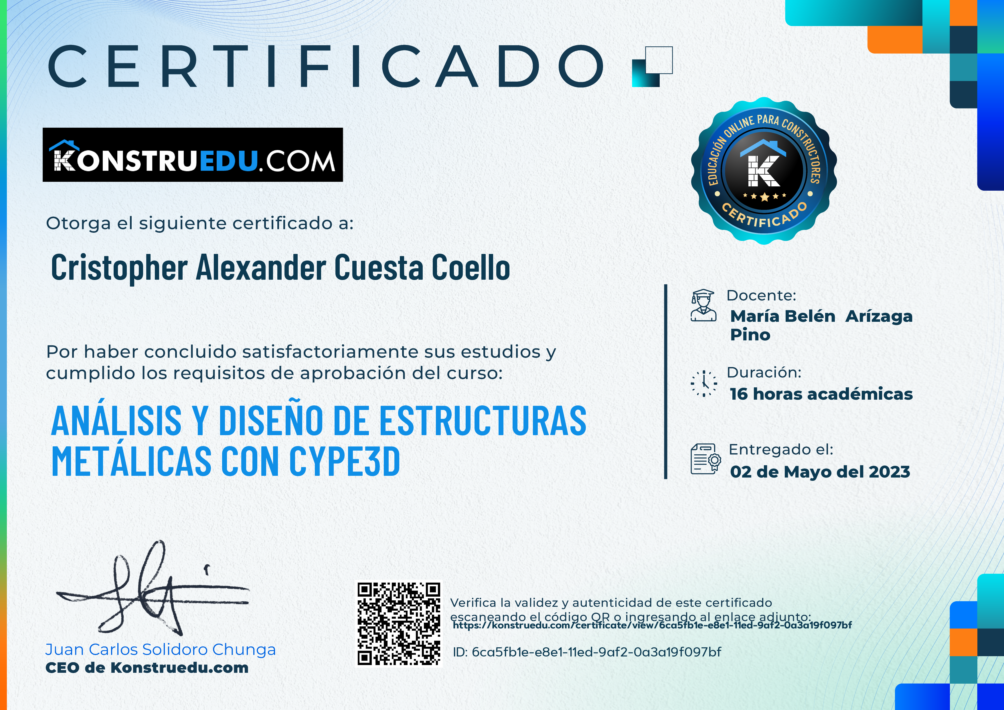 Credencial de Análisis y diseño de estructuras metálicas con CYPE3D