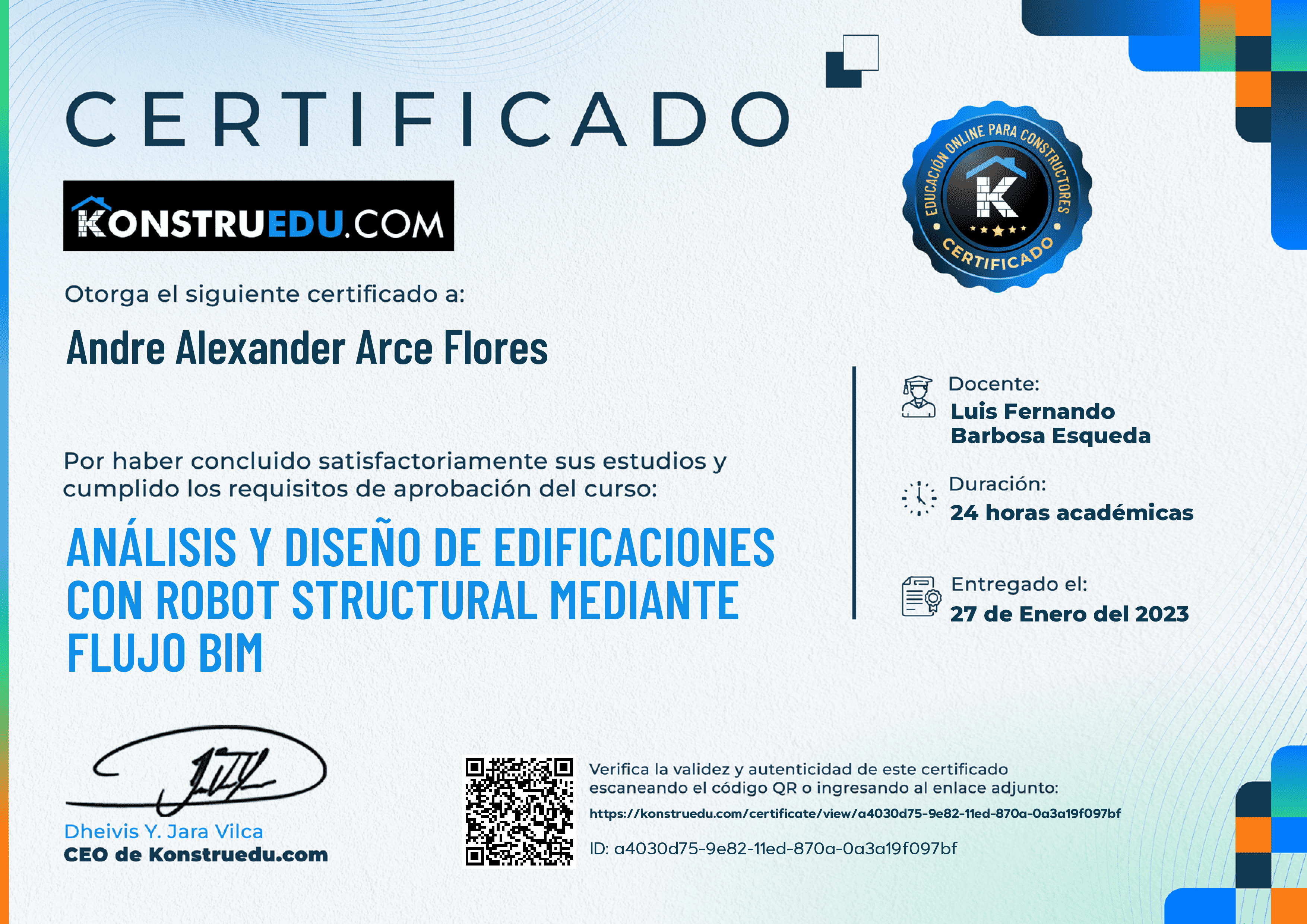 Credencial de Análisis y diseño de edificaciones con Robot Structural Mediante flujo BIM